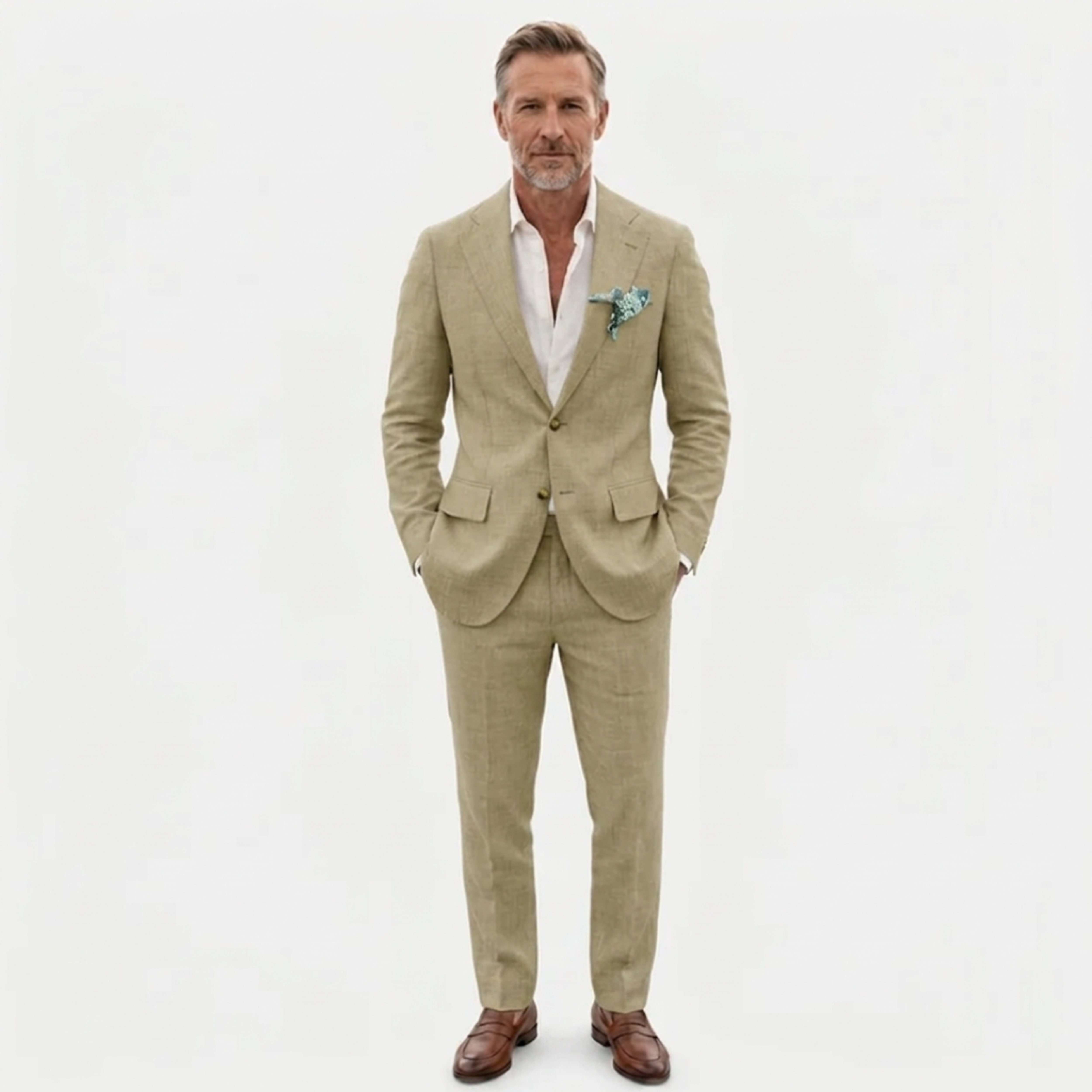 Costume en lin homme coupe slim | ensemble deux pièces formel pour mariages