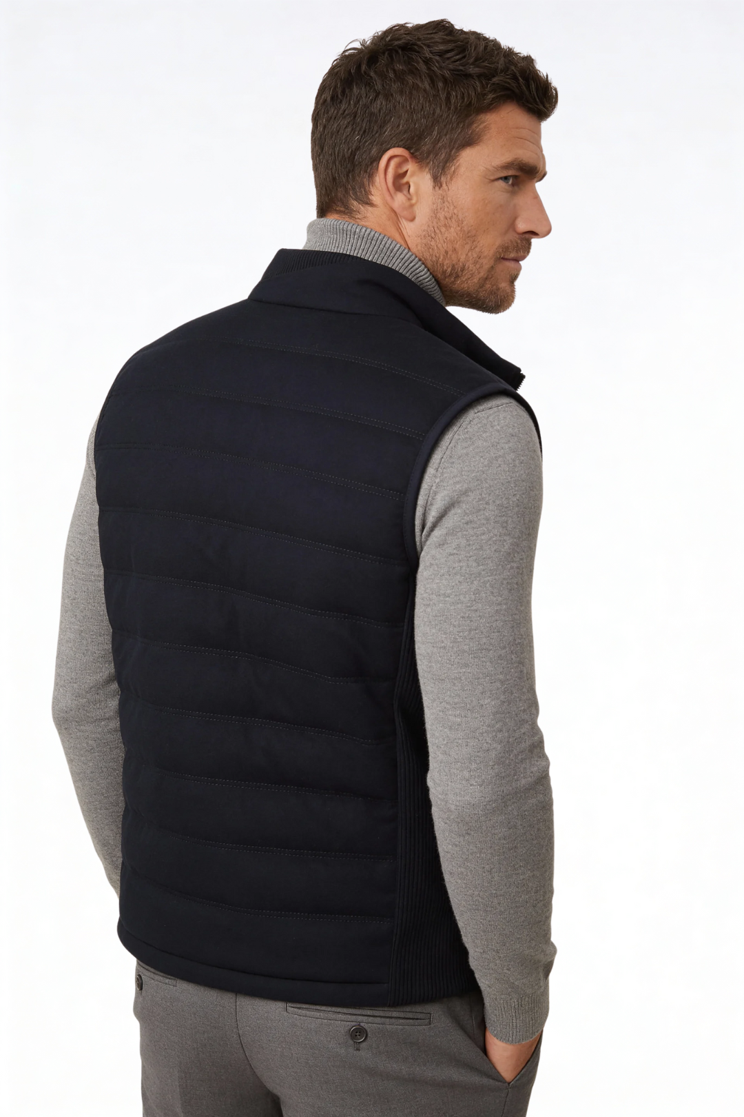 Gilet matelassé en laine avec isolation thermique et fermeture éclair pour homme