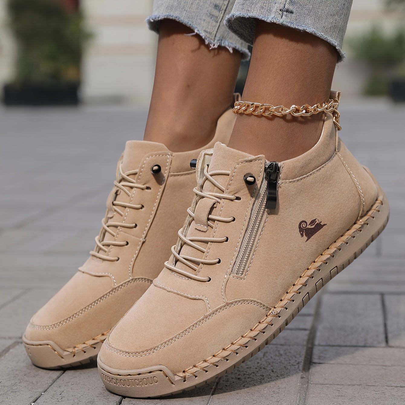 Chaussures de Marche pour Femme avec Fermeture Éclair et Semelle Amortissante