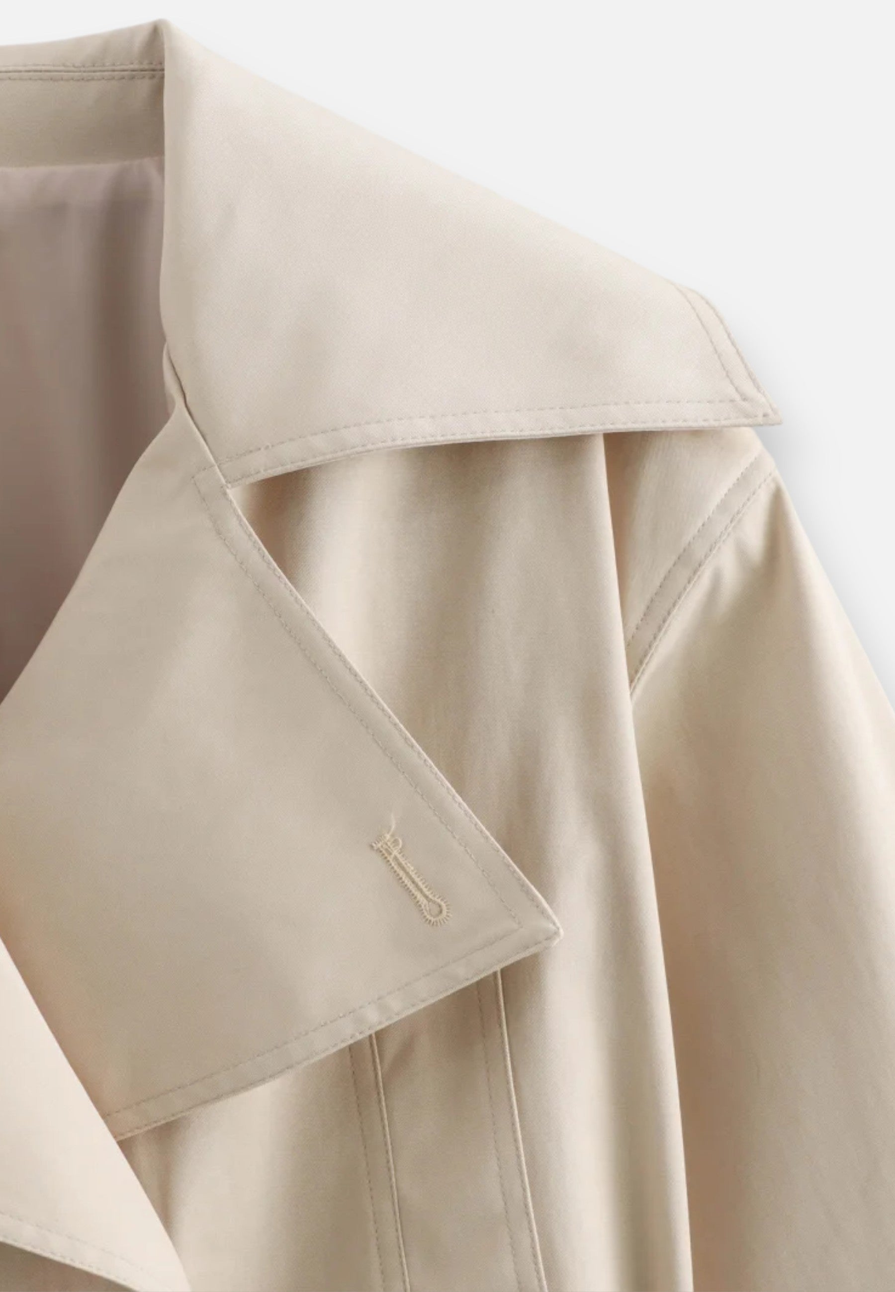 Giacca corta stile trench in poliestere con doppio petto e cintura da donna