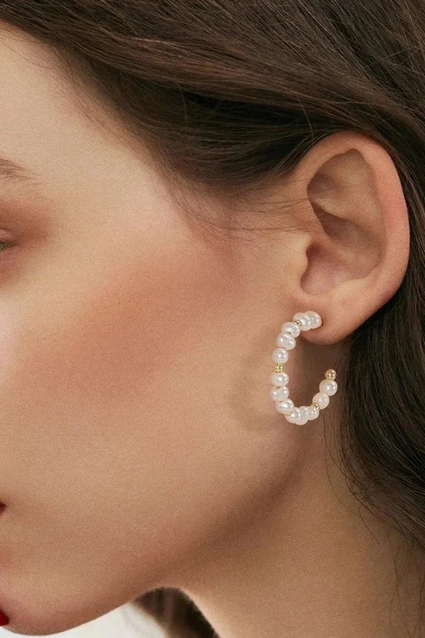 Orecchini a Cerchio con Perle Finte da Donna Gioielli di Lusso