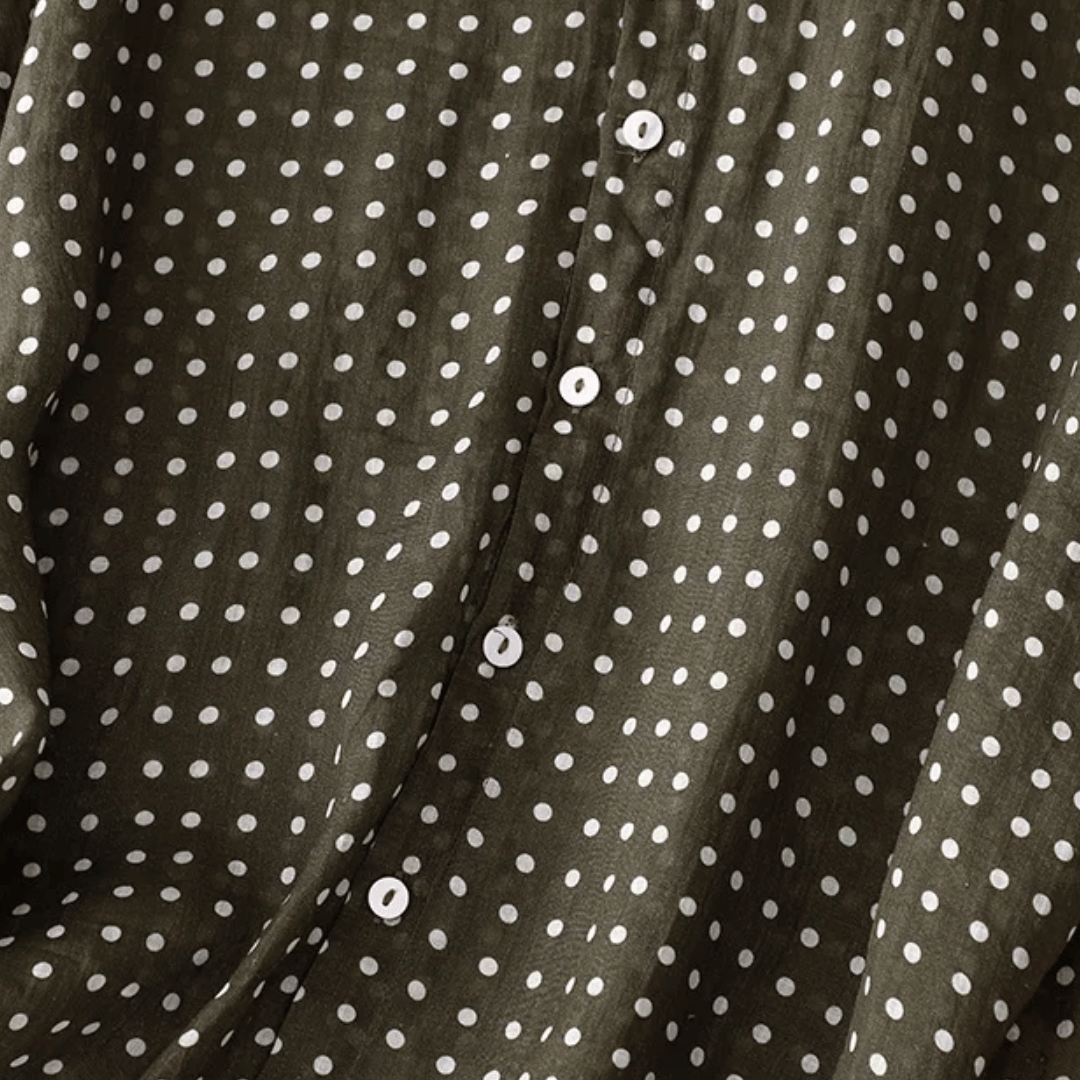 Camicia in Cotone e Lino a Maniche Corte con Stampa a Pois da Donna