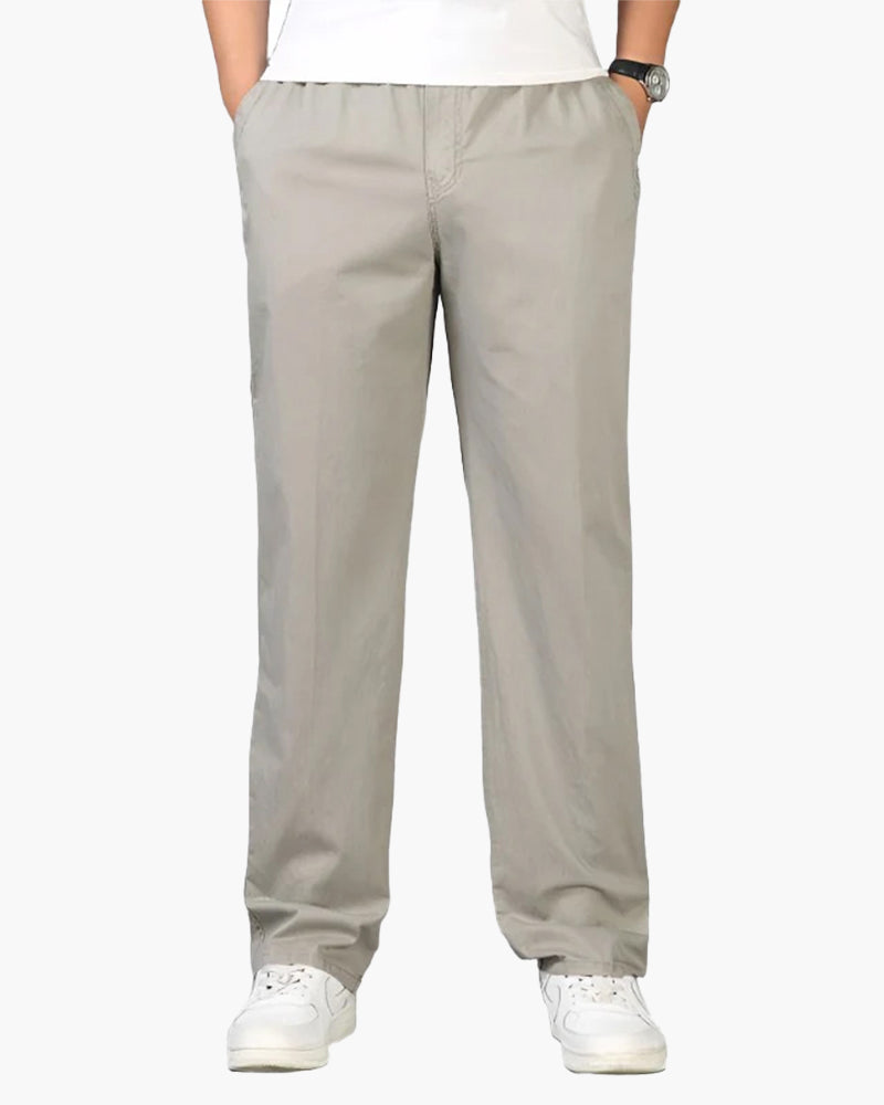 Cotton and Linen Capri Pants with Elastic Waistband and Adjustable Drawstring