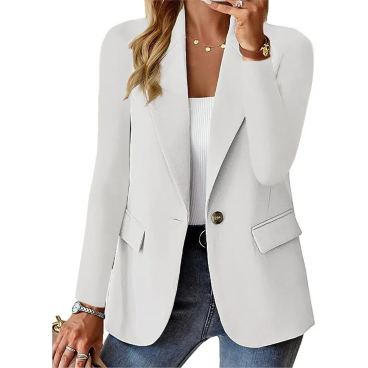 Blazer donna taglio ampio elegante giacca americana rever classico casual