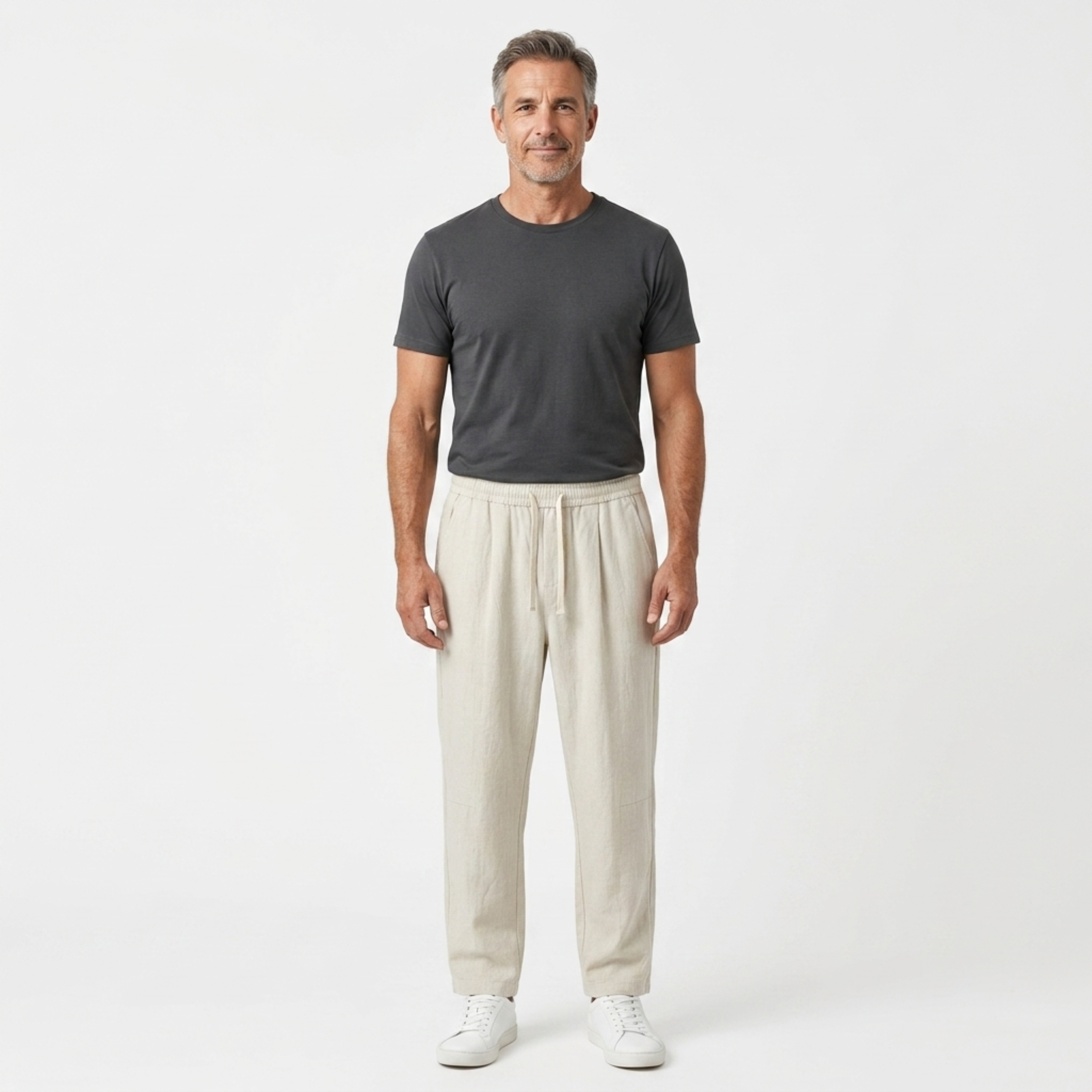 Pantalon en lin homme — coupe fuselée avec taille élastique