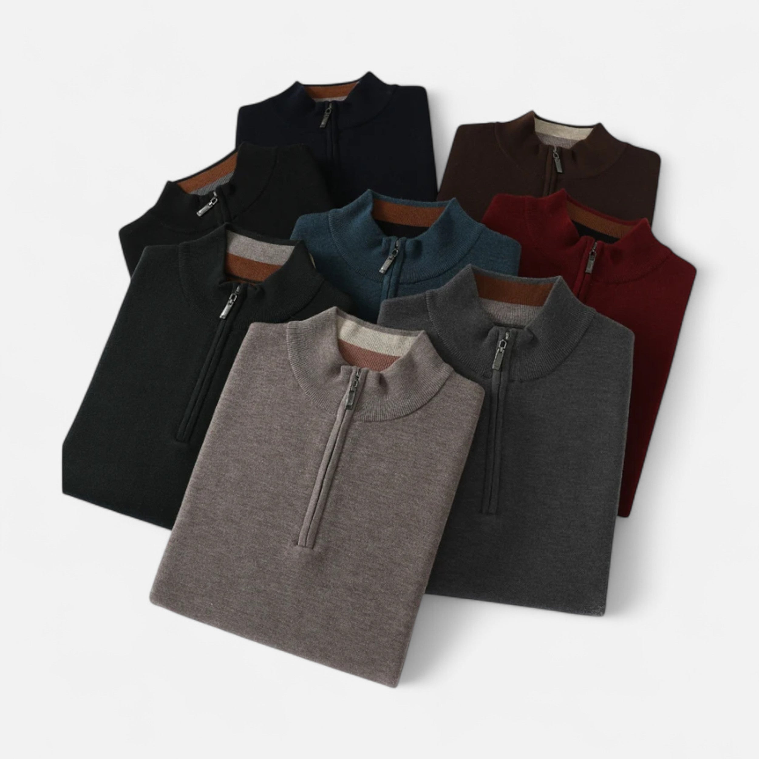 Eliaro Moda | Suéter Hombre Lana Merino Media Cremallera Cuello Semi Alto