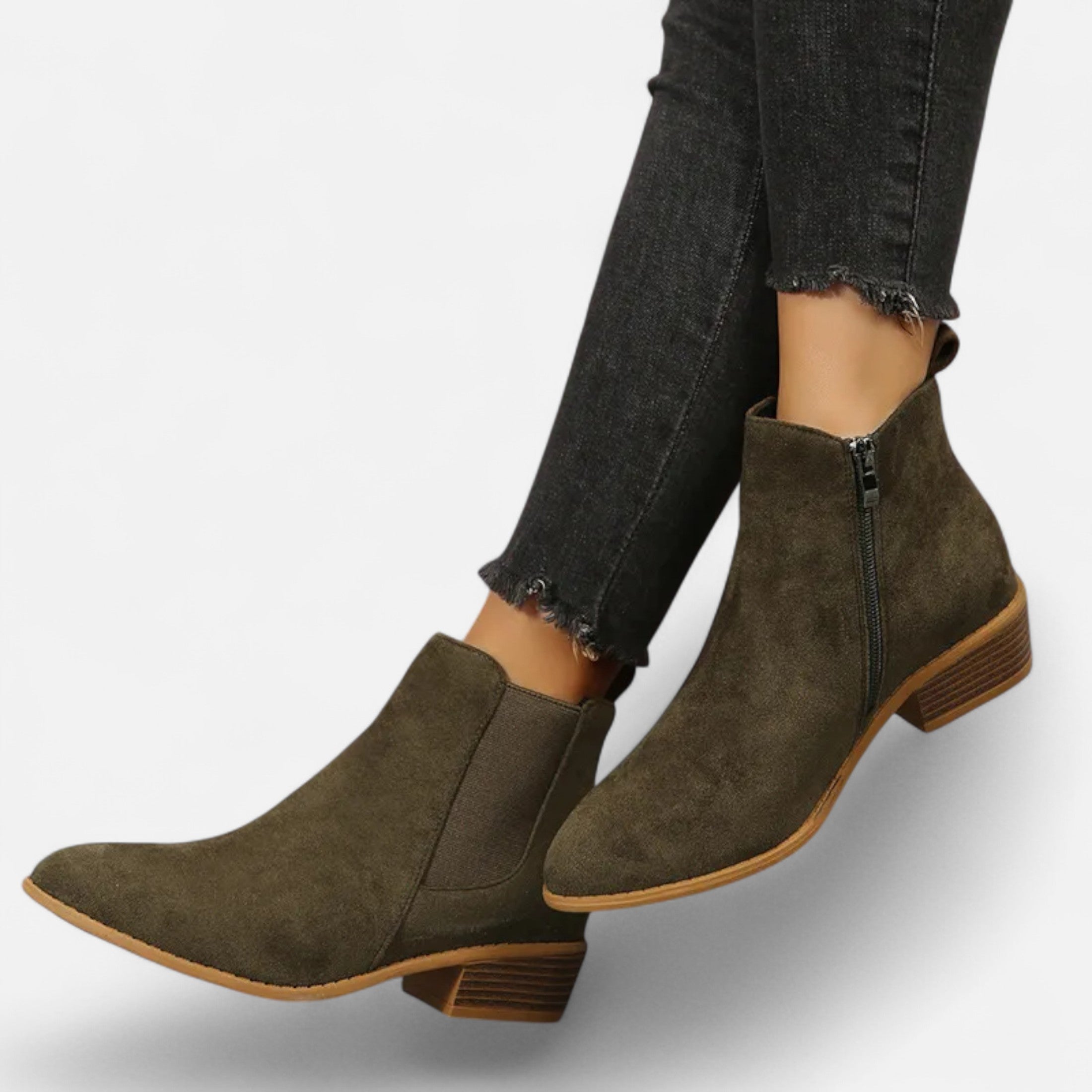 Eliaro Moda | Botines Chelsea Tacón Medio Mujer en Gamuza