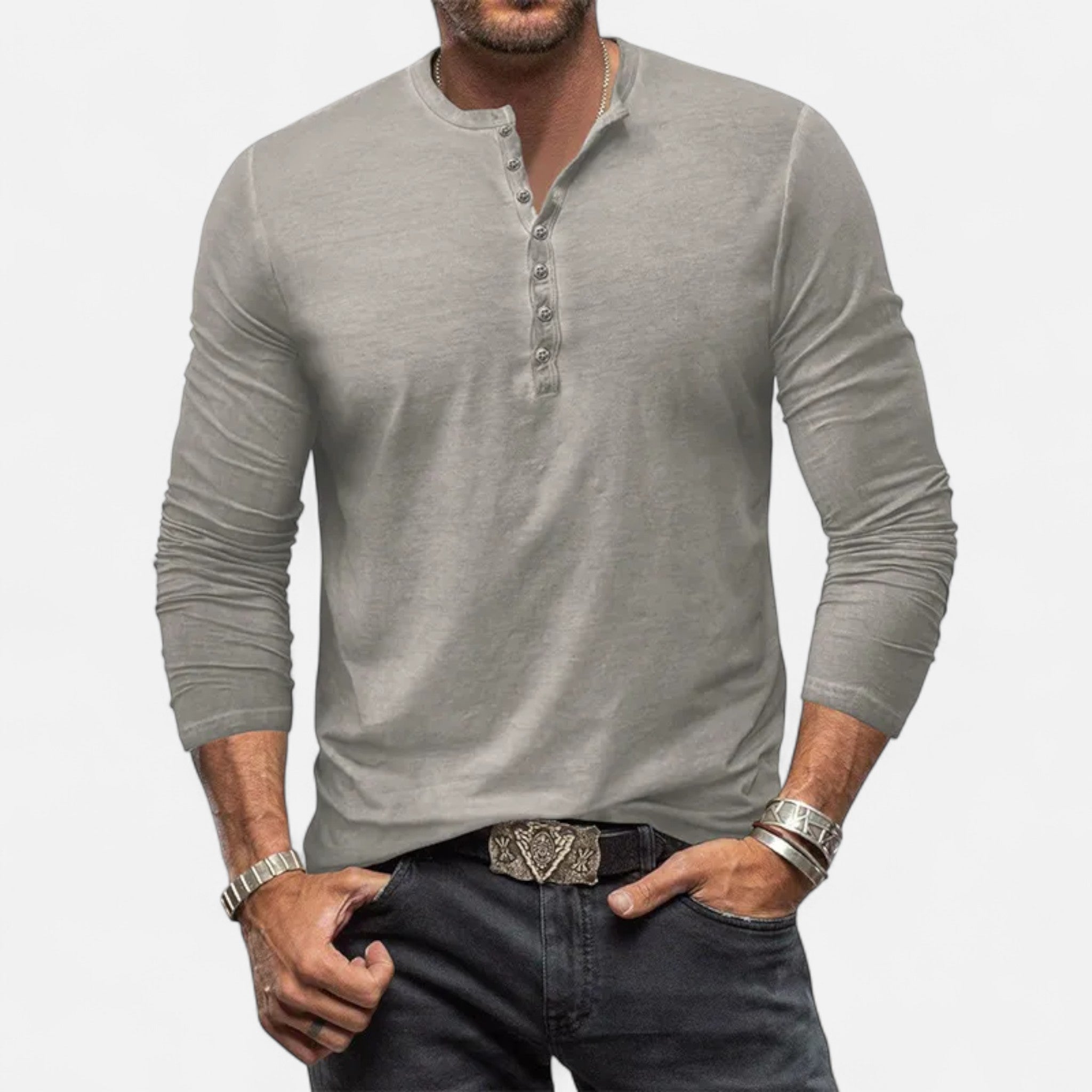 Eliaro Moda | Camisa Henley Hombre Clásica Corte Entallado