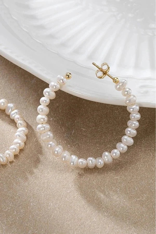 Orecchini a Cerchio con Perle Finte da Donna Gioielli di Lusso