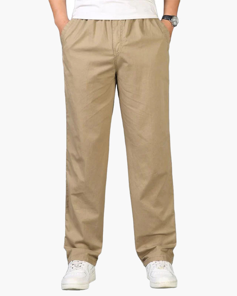 Cotton and Linen Capri Pants with Elastic Waistband and Adjustable Drawstring