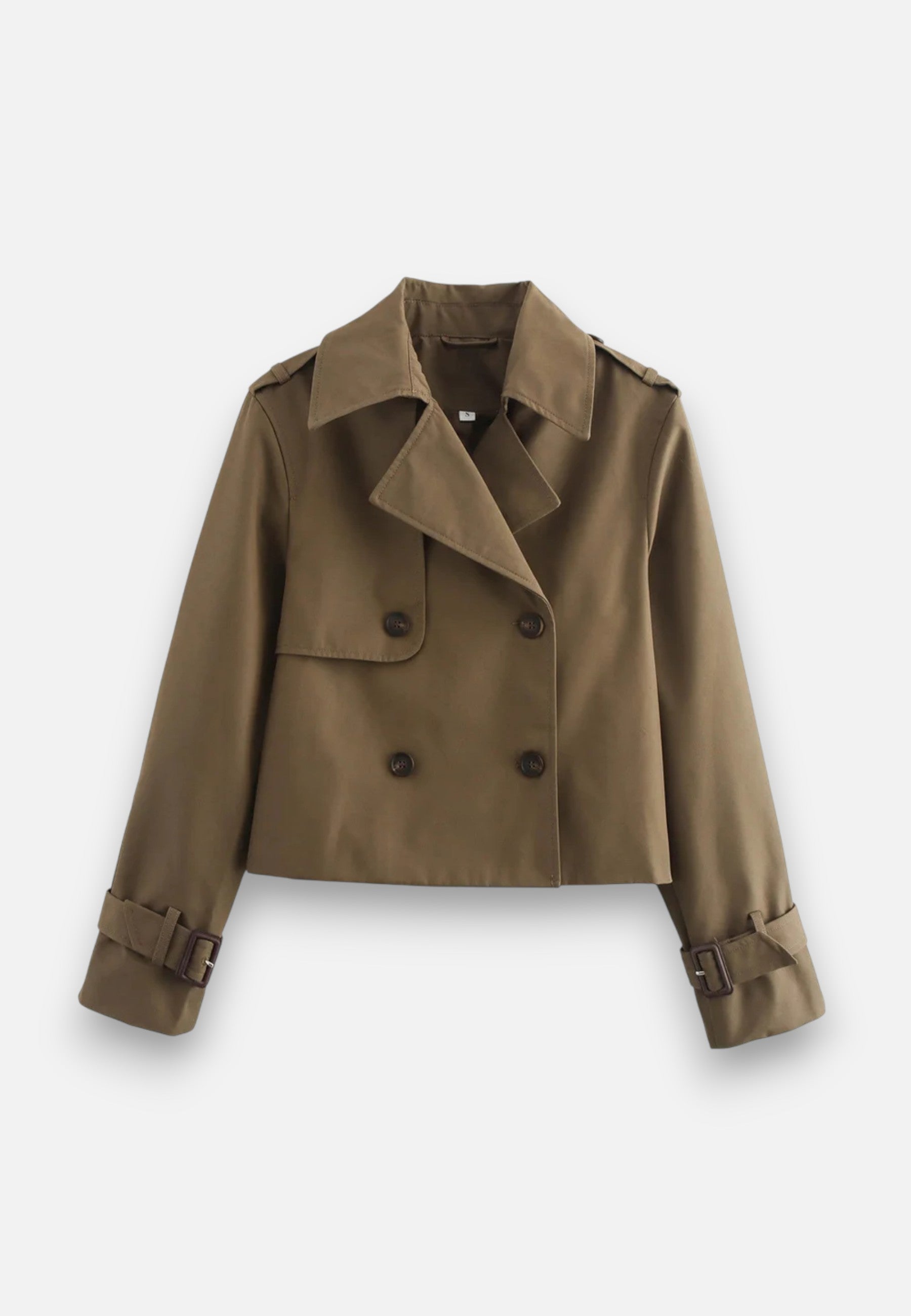 Giacca corta in poliestere con doppio petto e collo a revers da donna