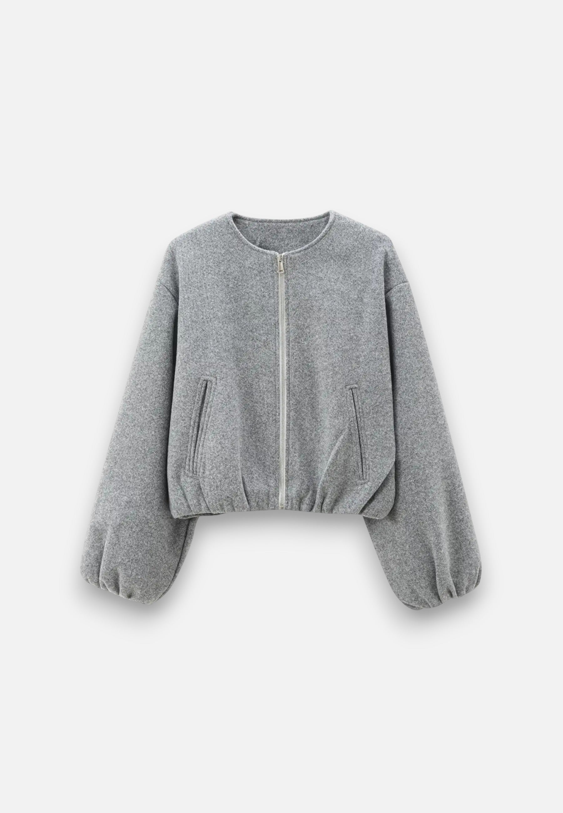 Giacca bomber in pile con cerniera frontale e collo rotondo da donna