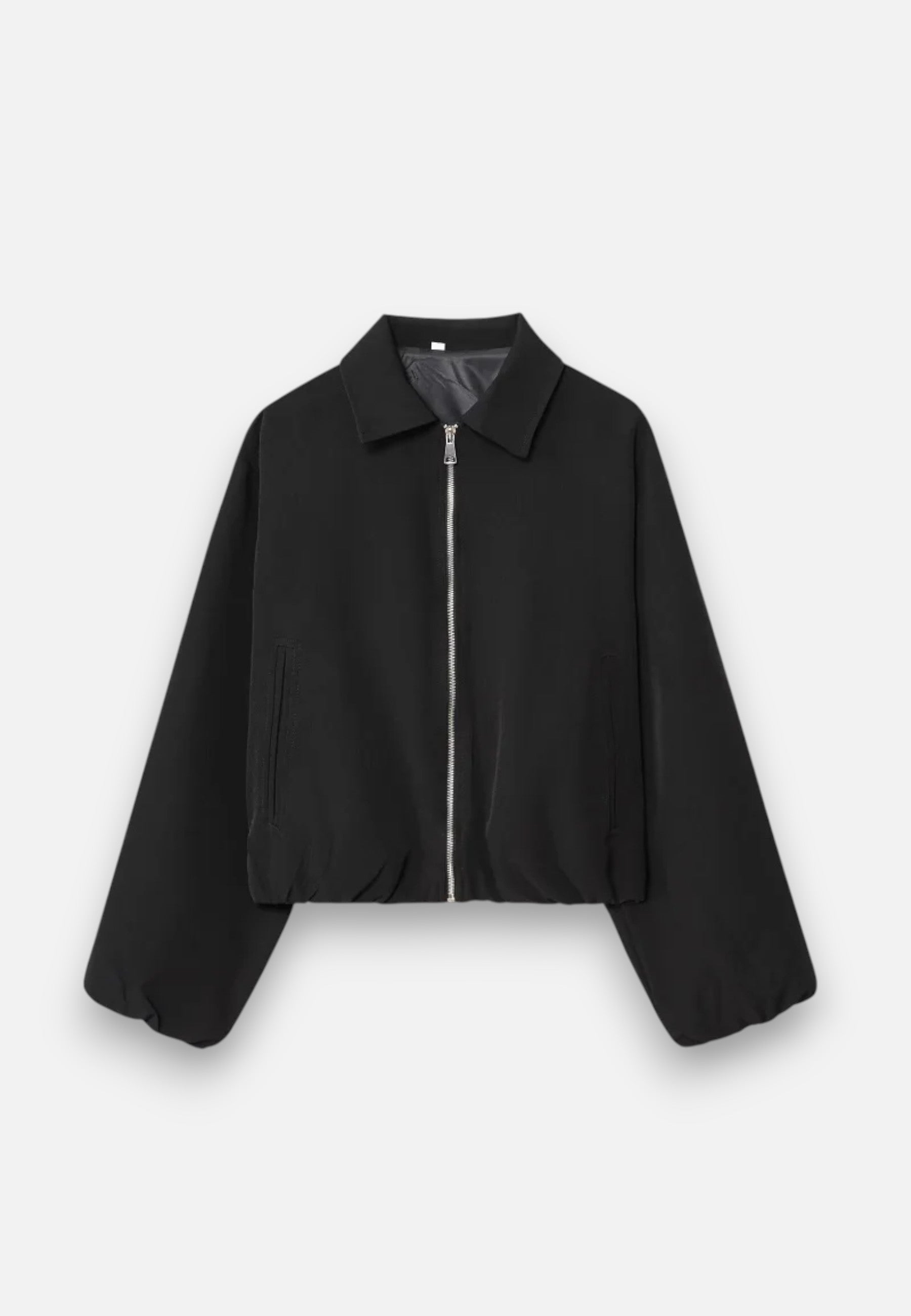 Giacca bomber corta da donna con zip e collo a revers