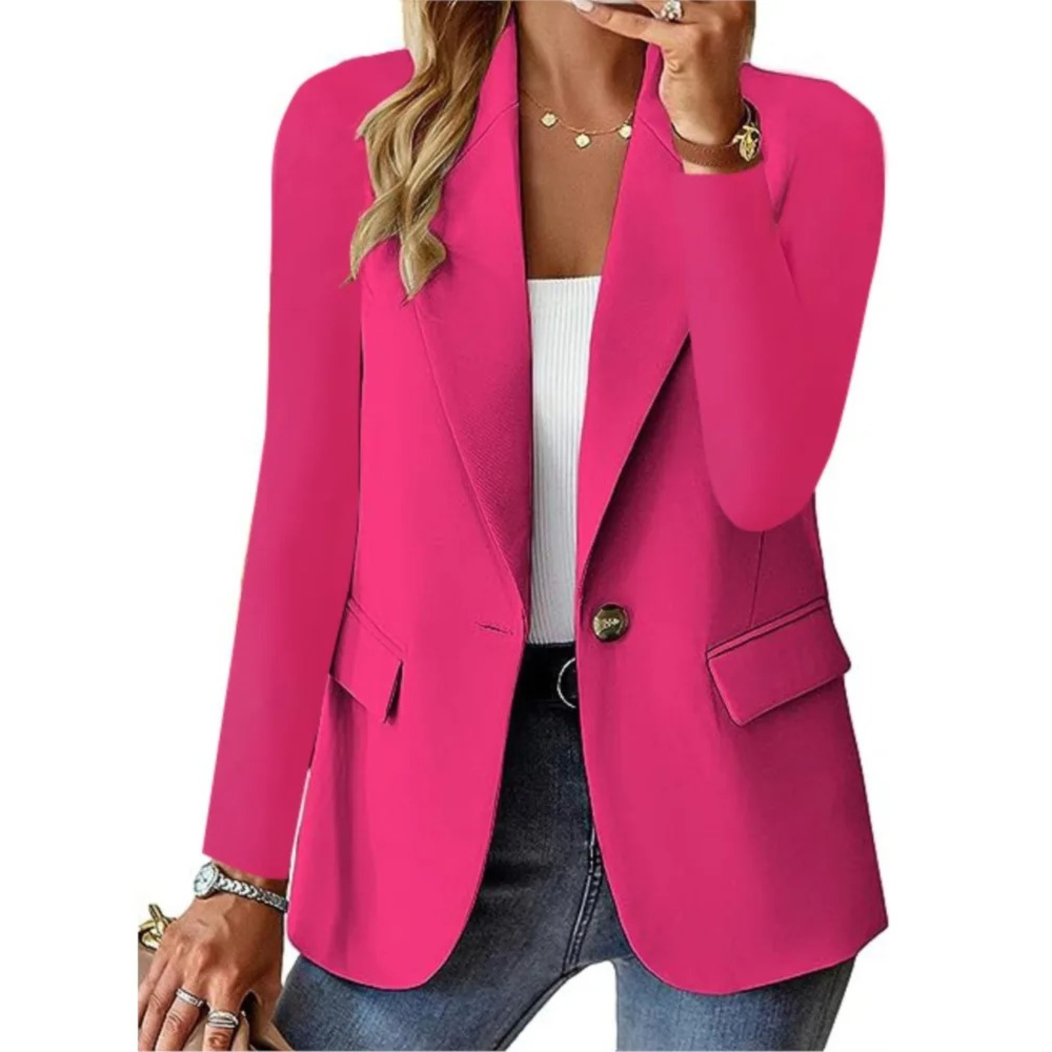Blazer donna taglio ampio elegante giacca americana rever classico casual