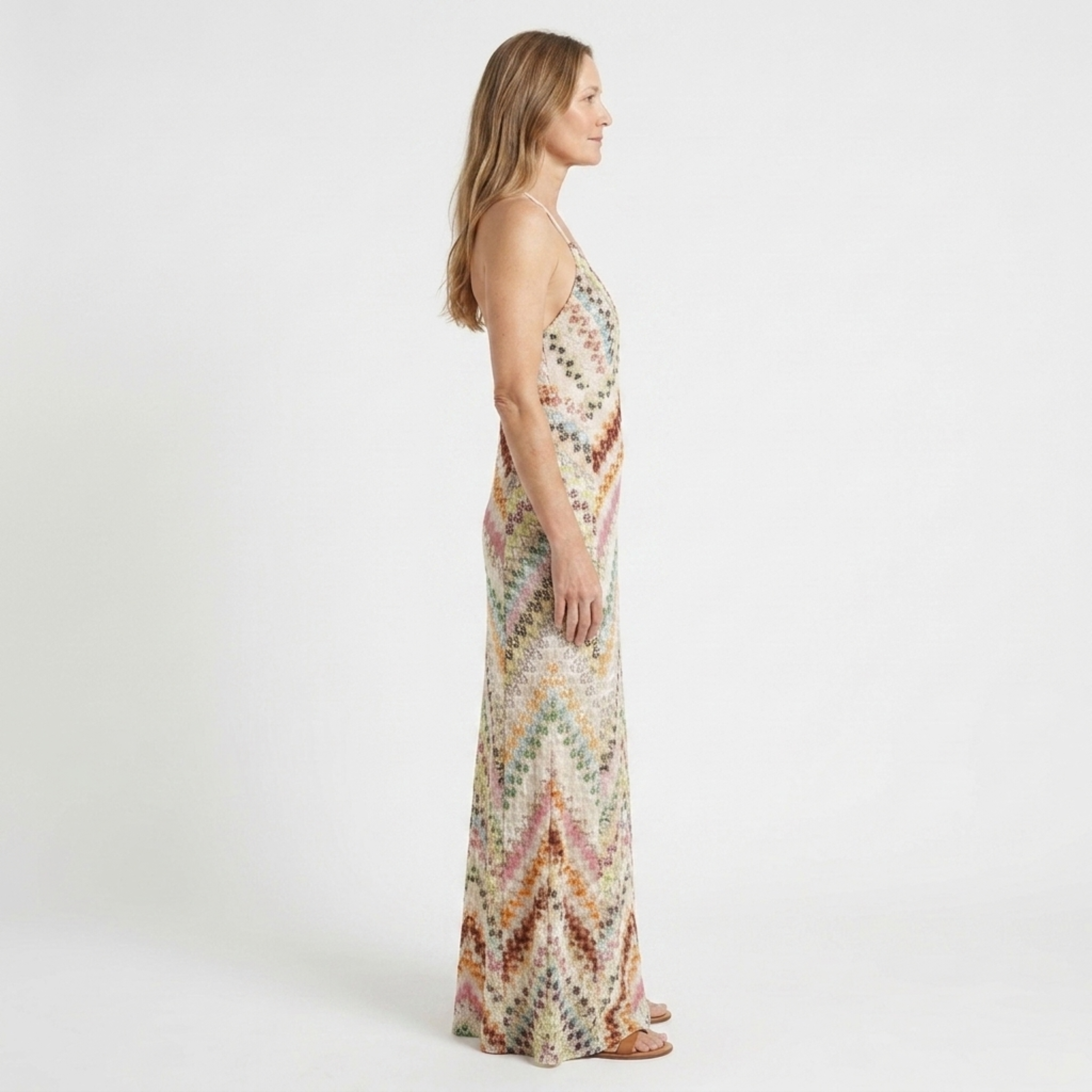 Robe longue en maille — bretelles croisées pour les vacances