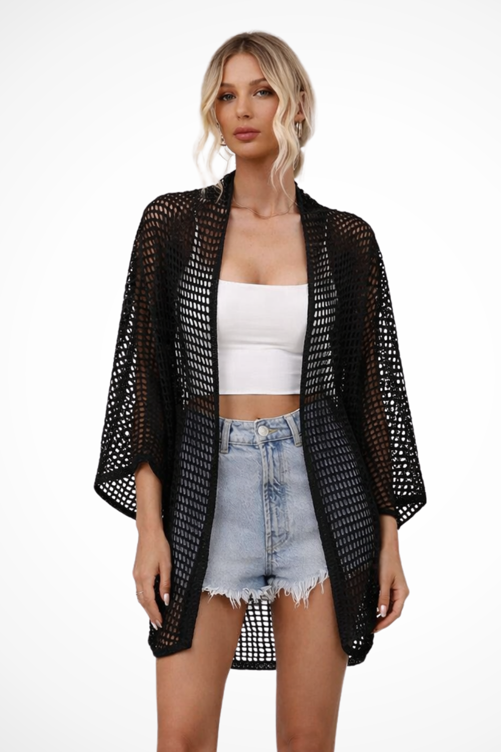 Women's Openwork Knit Cardigan Crochet Jacket and Beach Cover-Up