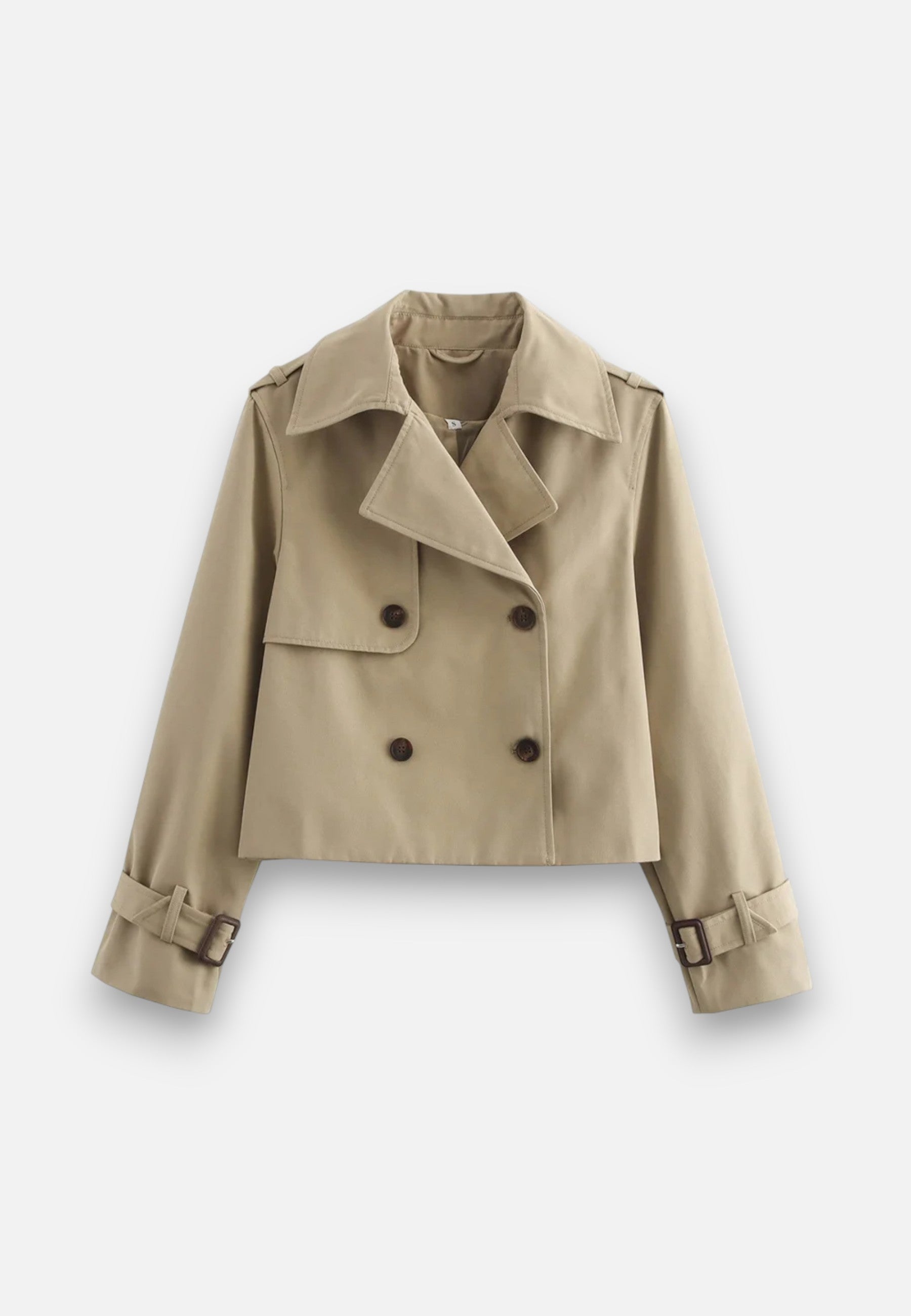 Giacca corta in poliestere con doppio petto e collo a revers da donna