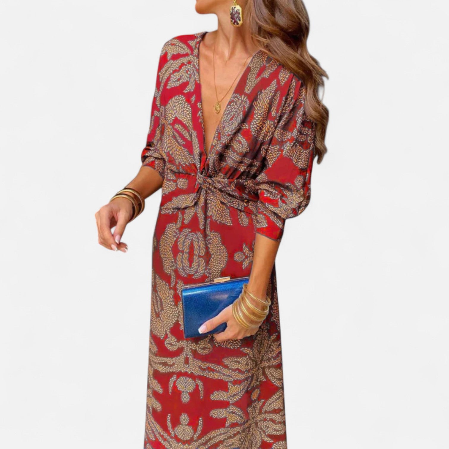 Eliaro Moda | Vestido Midi Elegante de Manga Larga para Mujer – Sofisticación Atemporal, Estilo Refinado