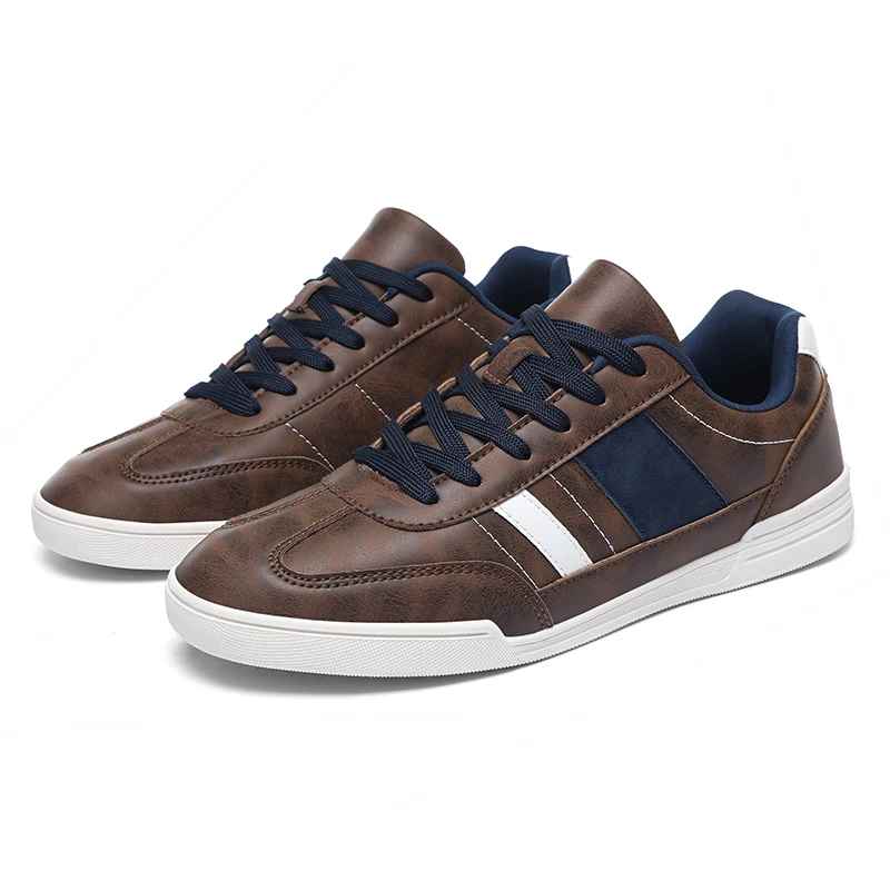 Sneakers casual da uomo con punta larga e suola piatta in gomma TPR