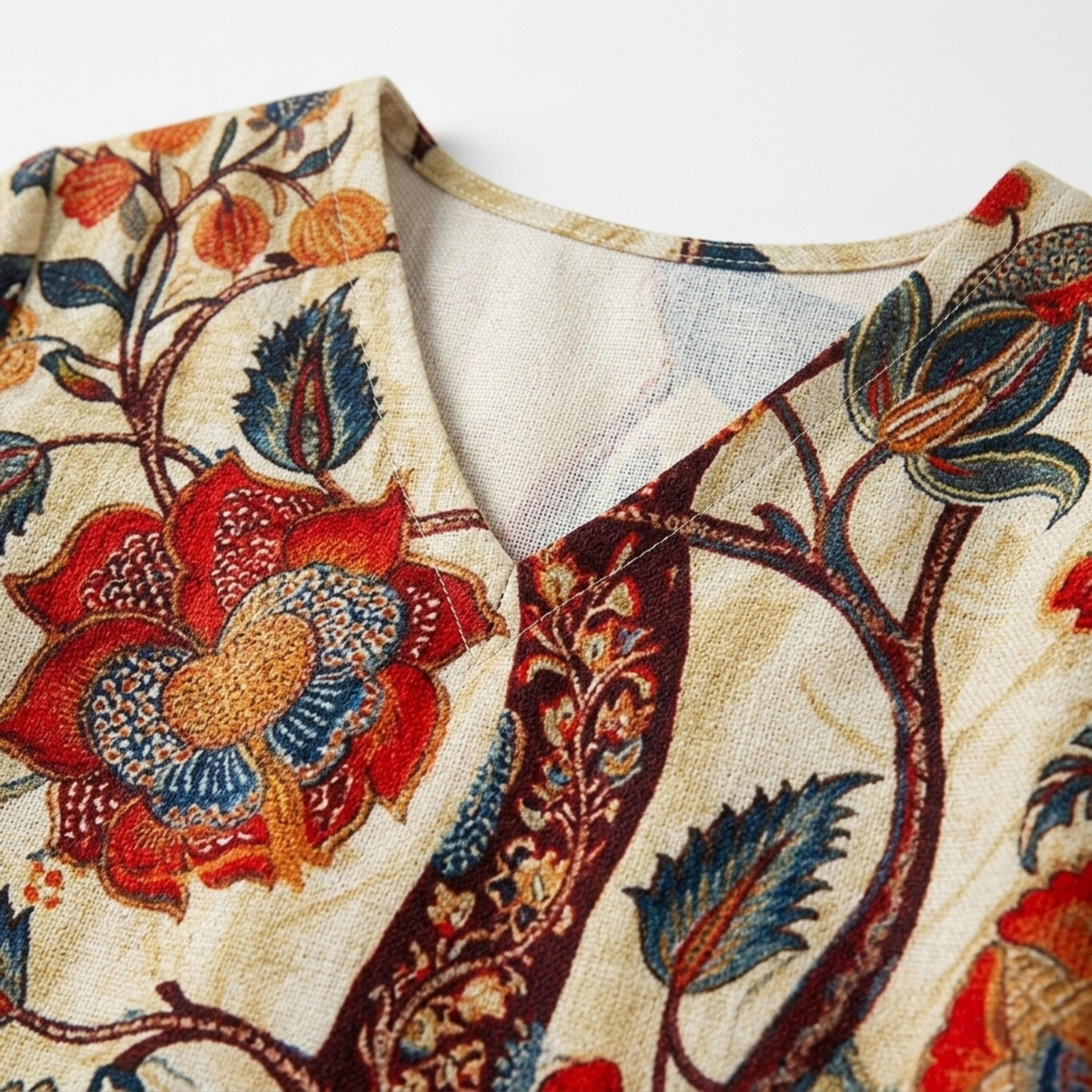 Robe longue en lin — imprimé floral pour réunions sociales
