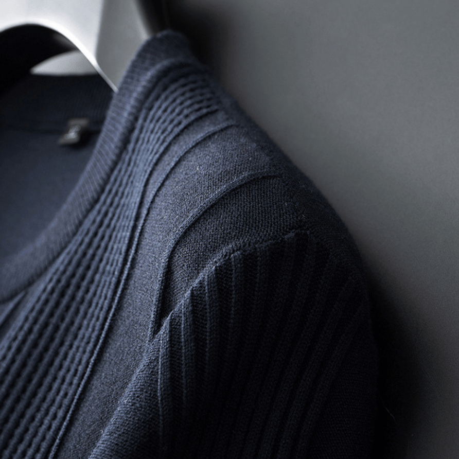 Tricou din Tricotaj de Mătase Ice pentru Bărbați cu Mâneci Scurte și Guler Rotund