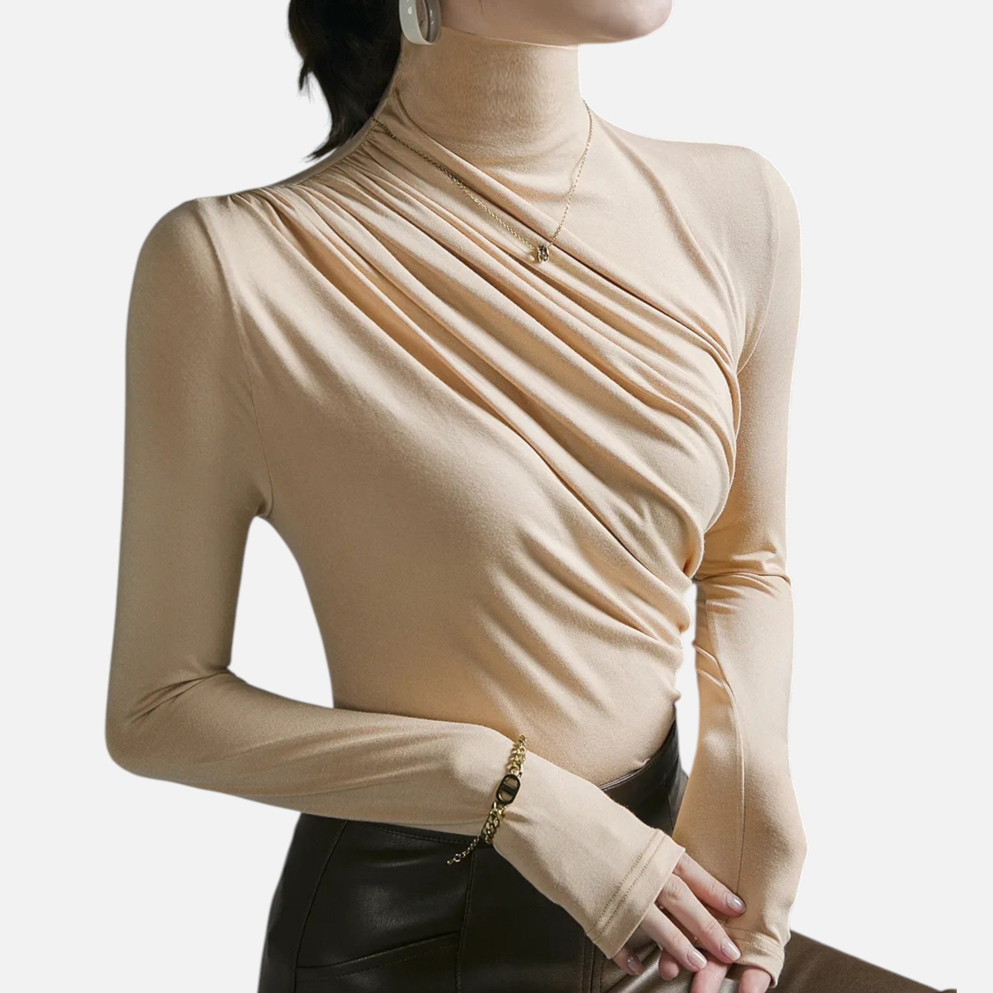 Eliaro Moda | Blusa Mujer Cuello Alto con Detalle Fruncido
