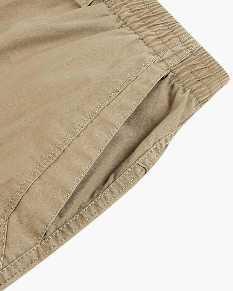Cotton and Linen Capri Pants with Elastic Waistband and Adjustable Drawstring