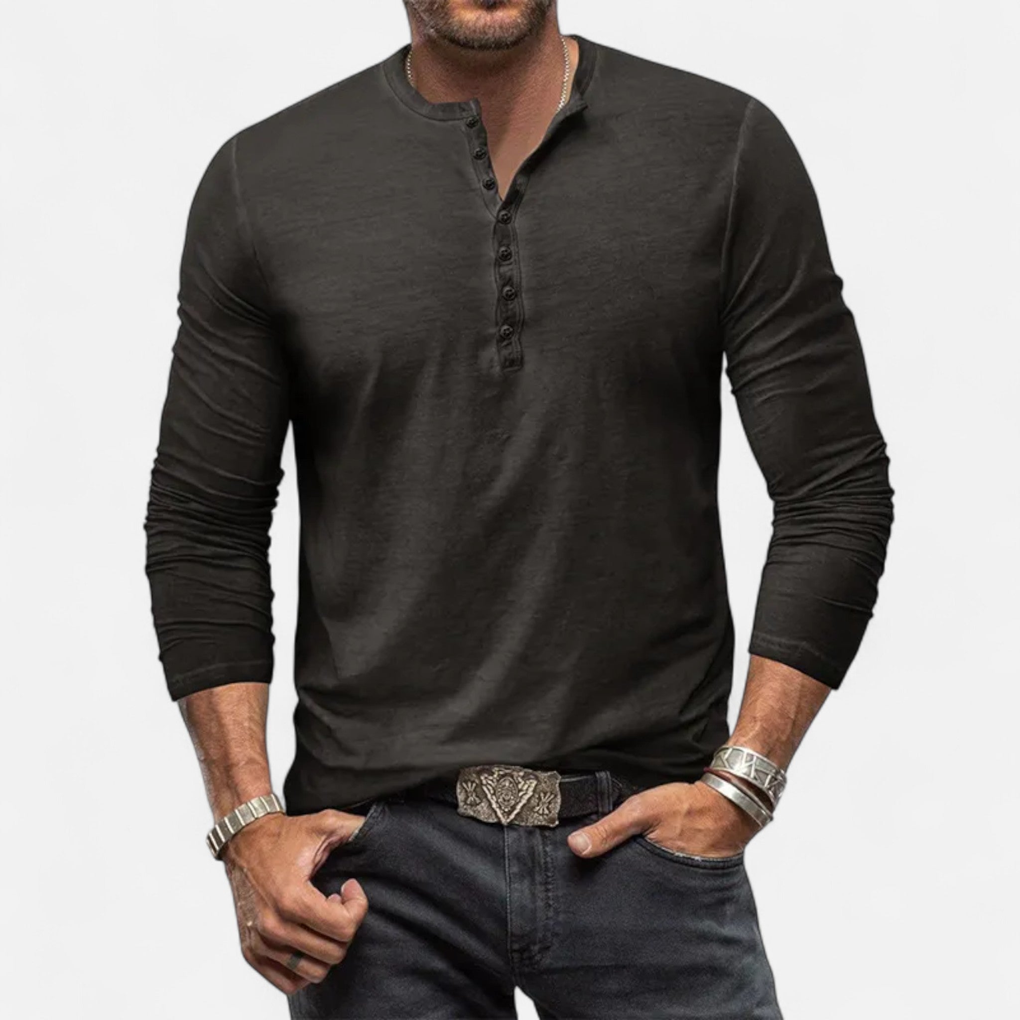 Eliaro Moda | Camisa Henley Hombre Clásica Corte Entallado