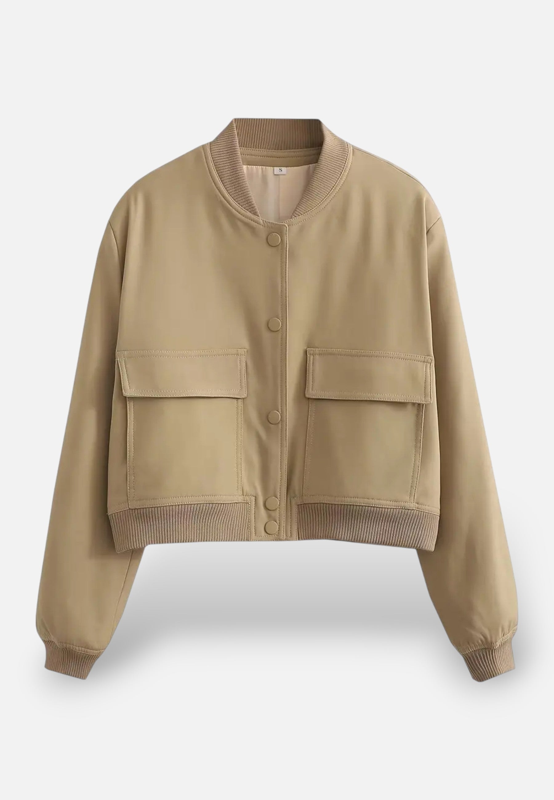 Giacca bomber corta da donna con chiusura semplice e tasche