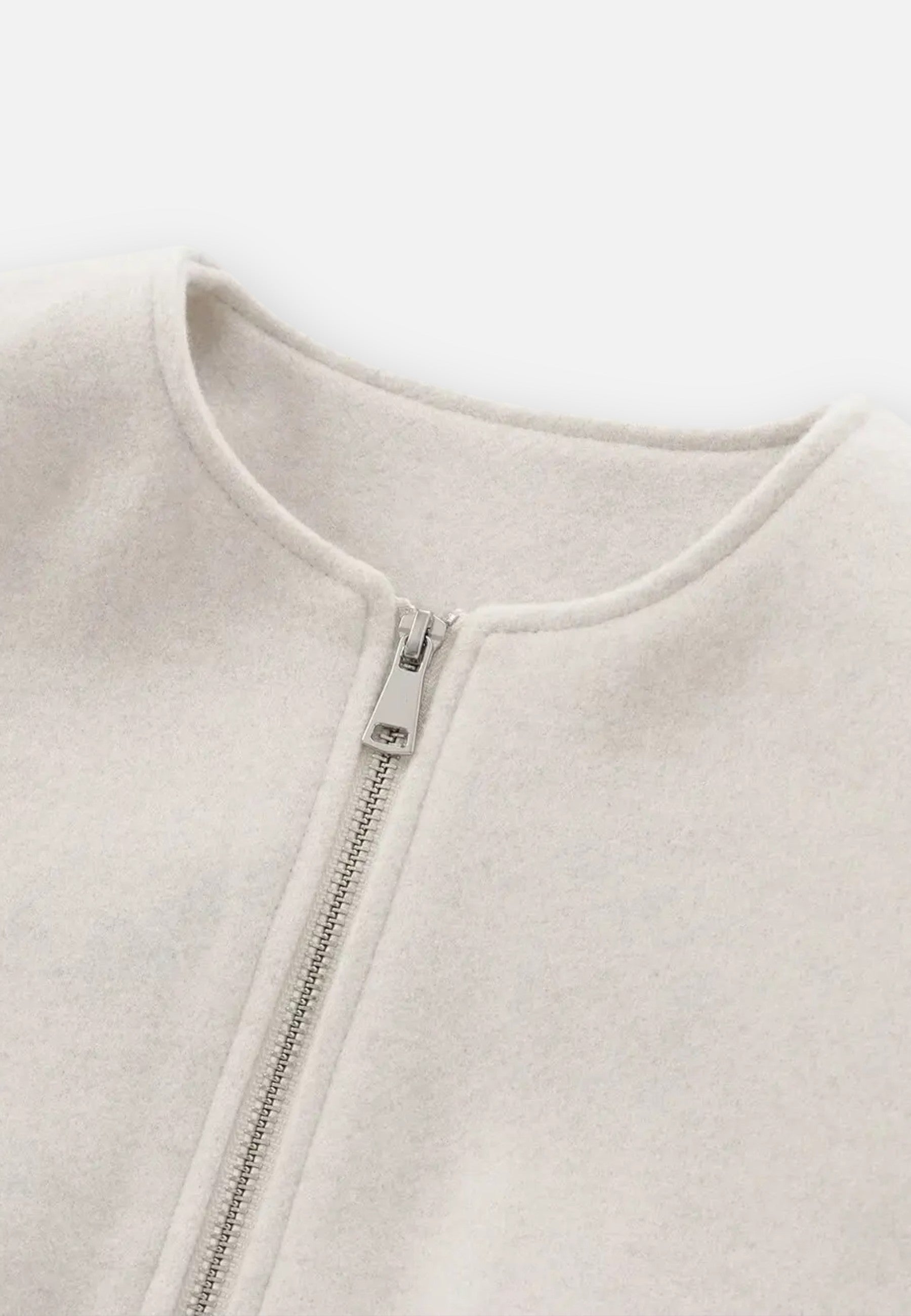 Veste bomber en polaire avec fermeture éclair frontale et col rond pour femme