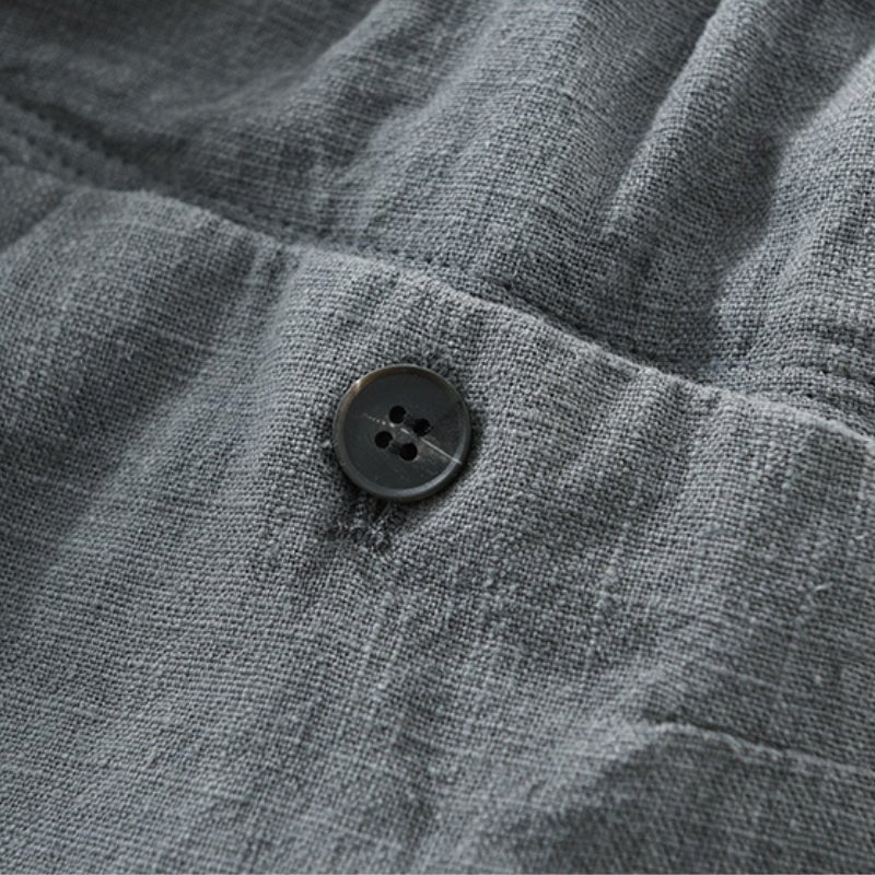 Pantaloni da Uomo in Lino e Cotone a Taglio Dritto con Vita Elastica