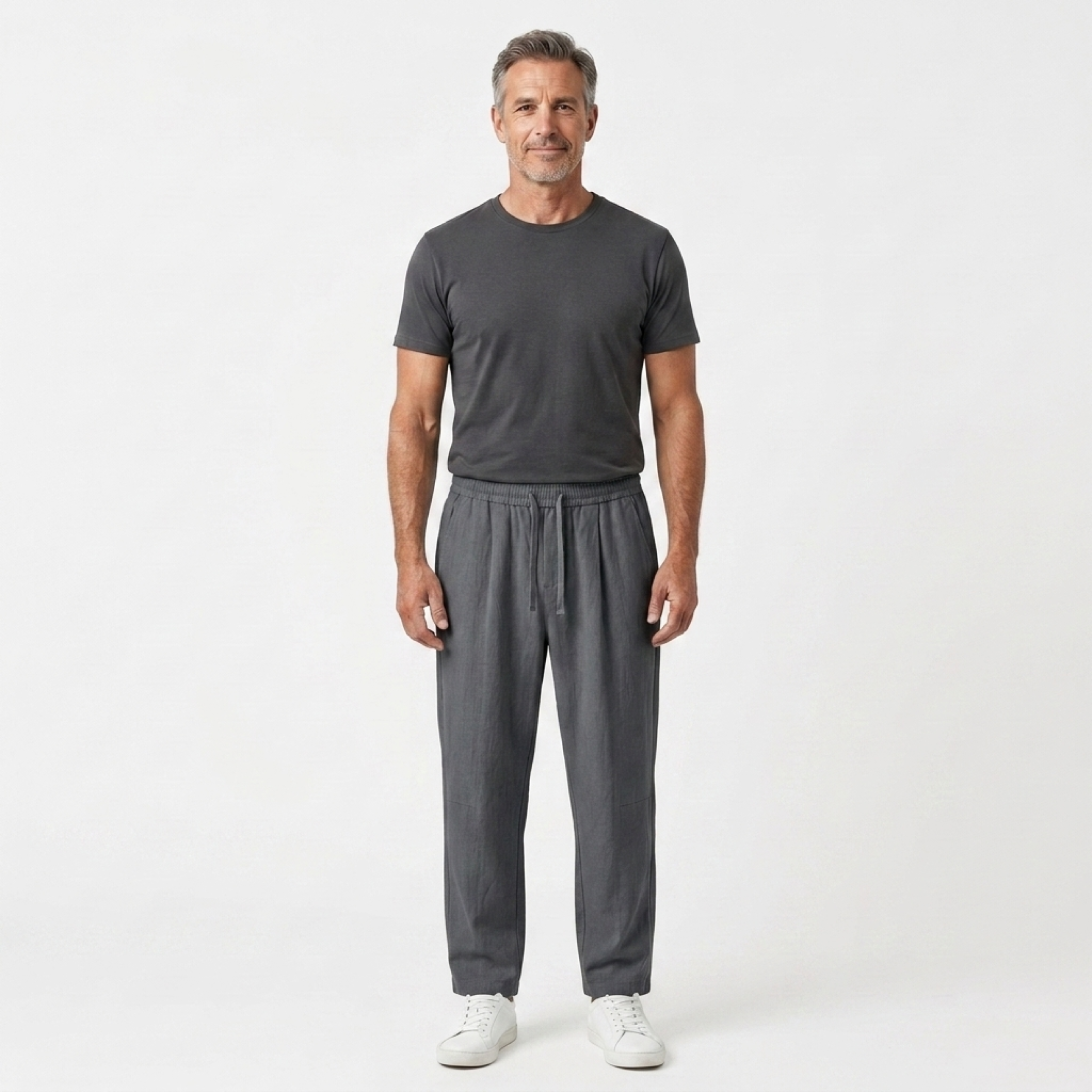 Pantalon en lin homme — coupe fuselée avec taille élastique