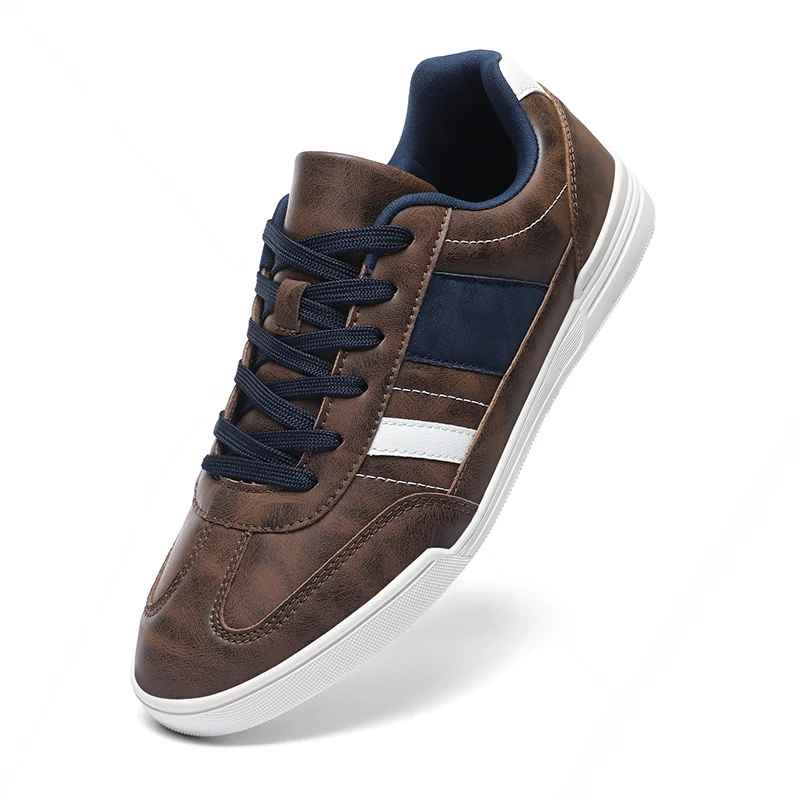 Sneakers casual da uomo con punta larga e suola piatta in gomma TPR