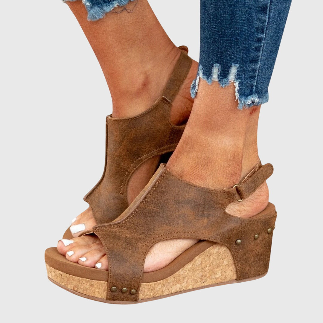 Sandales à plateforme pour femme Chaussures compensées avec finition en liège