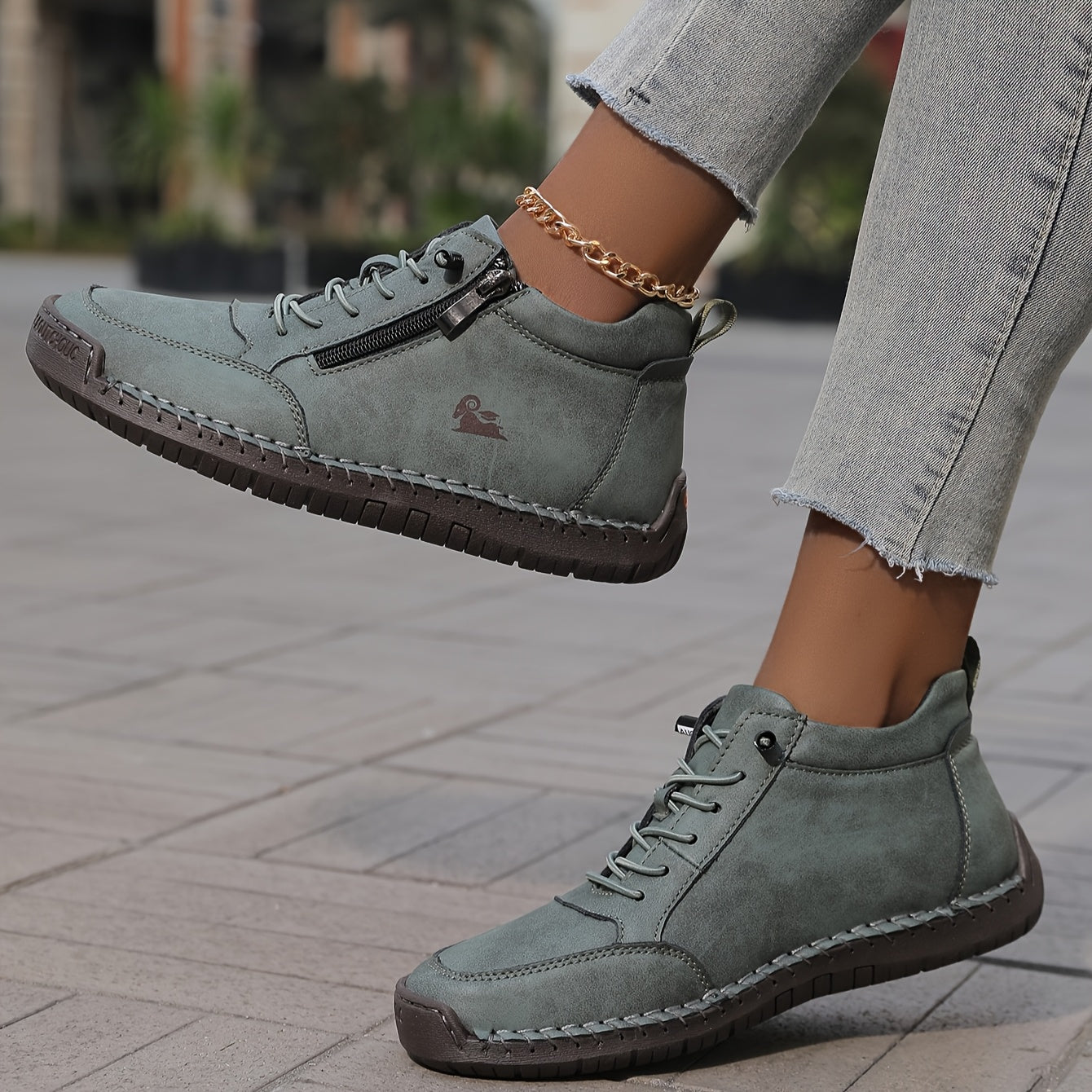 Chaussures de Marche pour Femme avec Fermeture Éclair et Semelle Amortissante