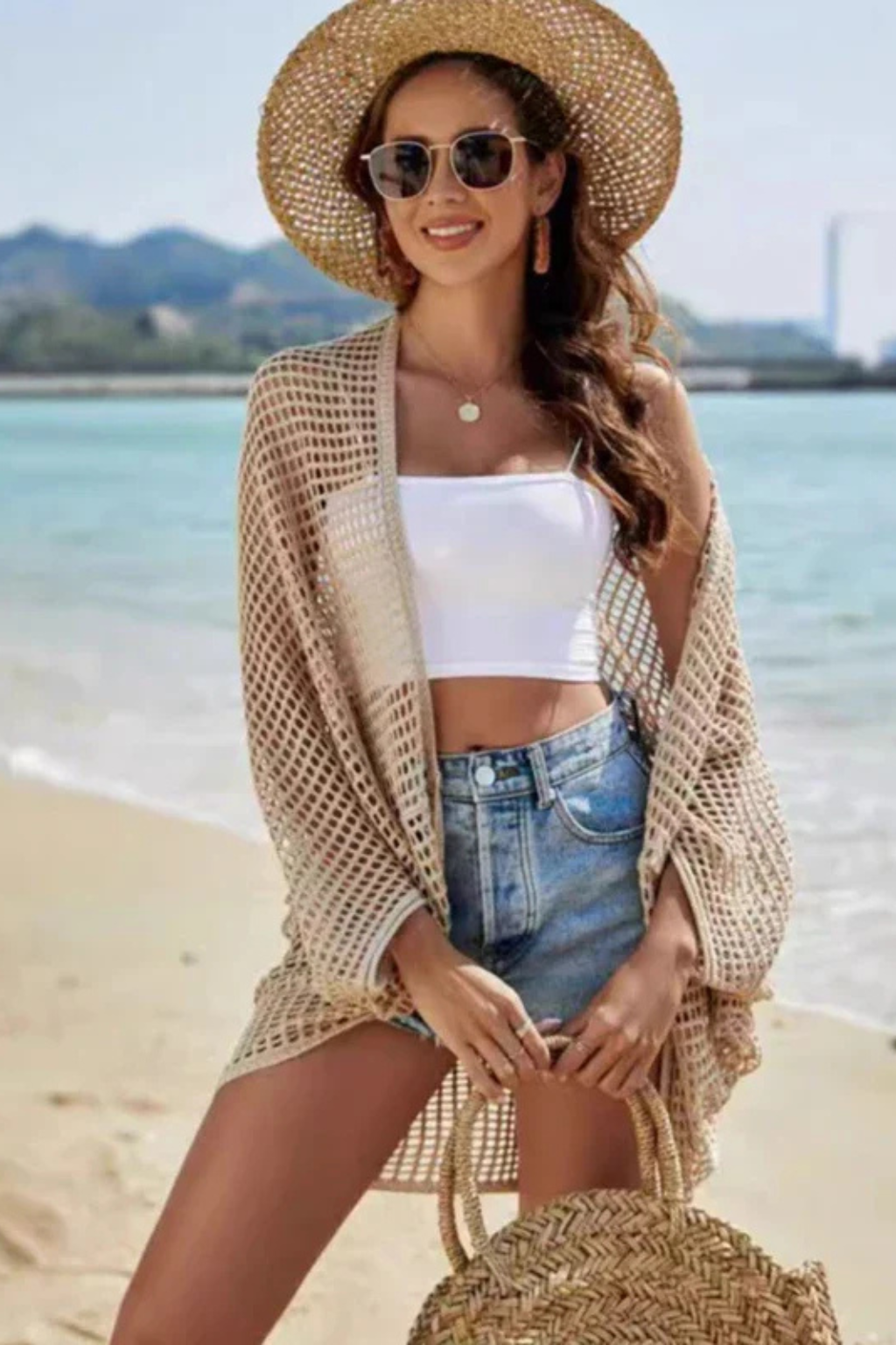 Women's Openwork Knit Cardigan Crochet Jacket and Beach Cover-Up