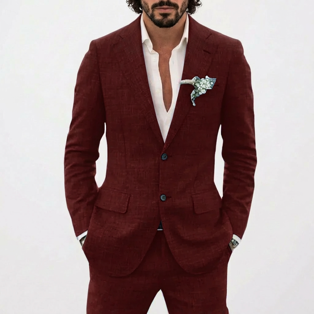Pánský lněný oblek — Slim fit střih na svatby