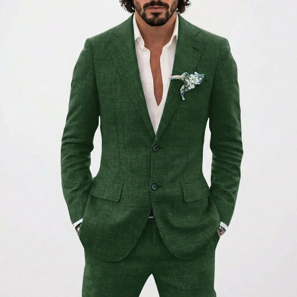 Pánský lněný oblek — Slim fit střih na svatby