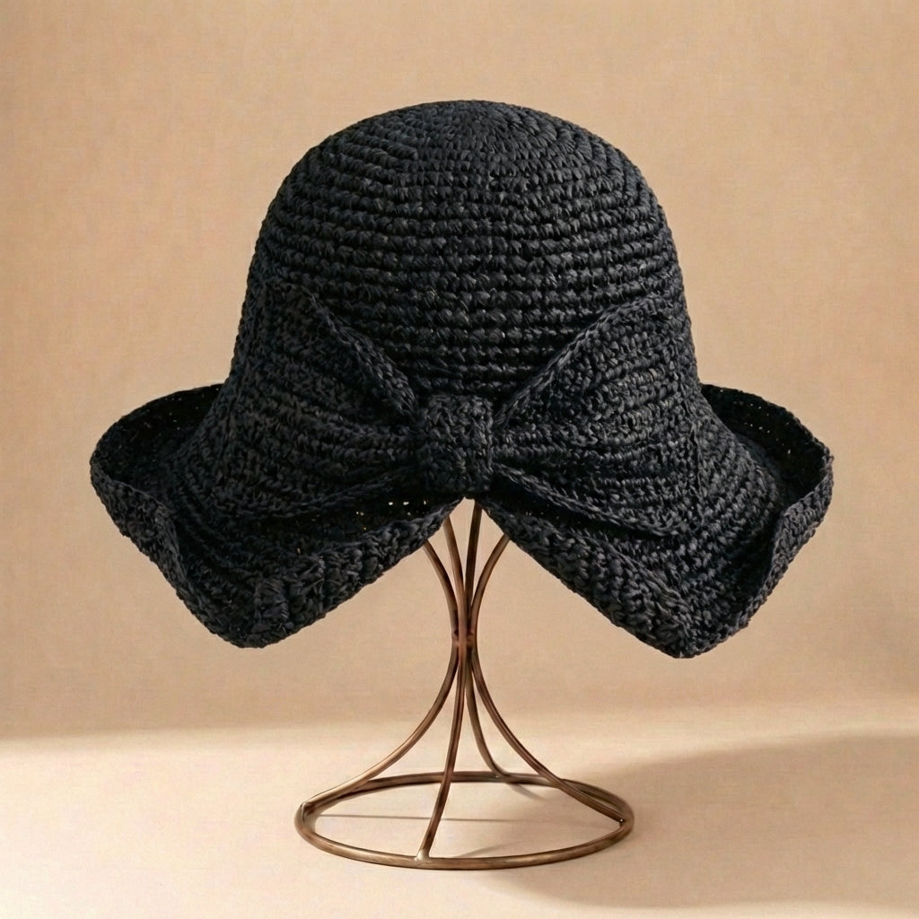 Sombrero de sol tipo pescador para mujer - ala ancha con lazo - playa vacaciones