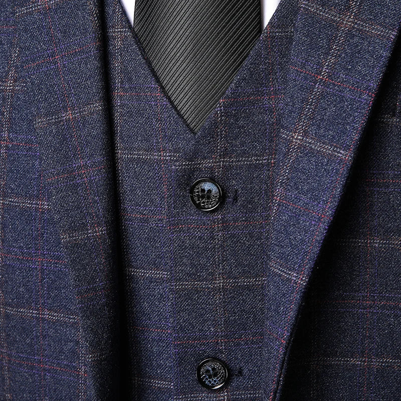 Costume trois pièces pour homme, coupe slim fit, en tissu de confection tissé