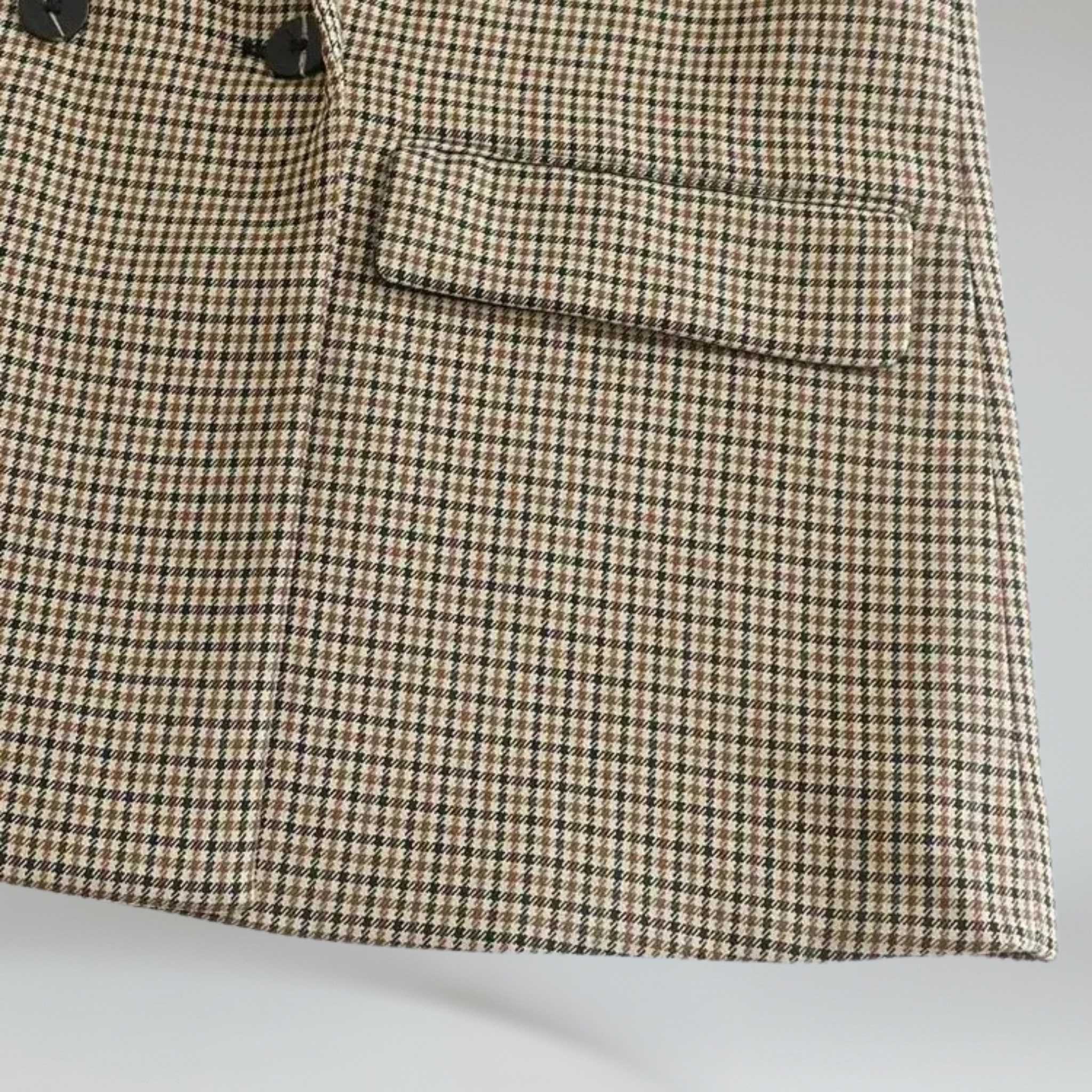 Blazer à carreaux pour femme avec double boutonnage et poches à rabat