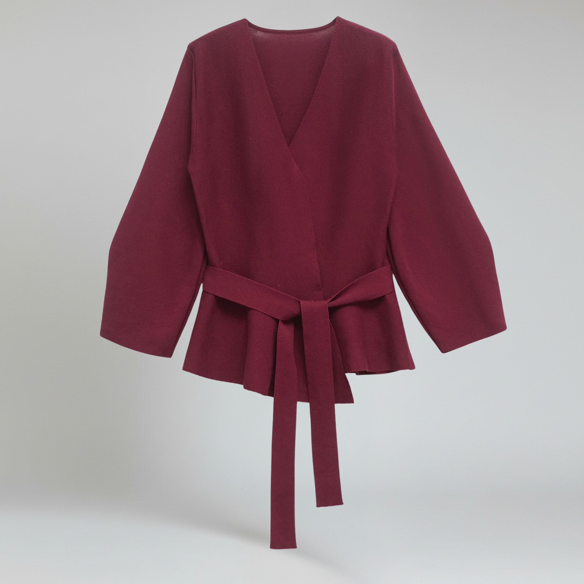 Blazer in Maglia con Cintura e Spalline da Donna con Scollo a V