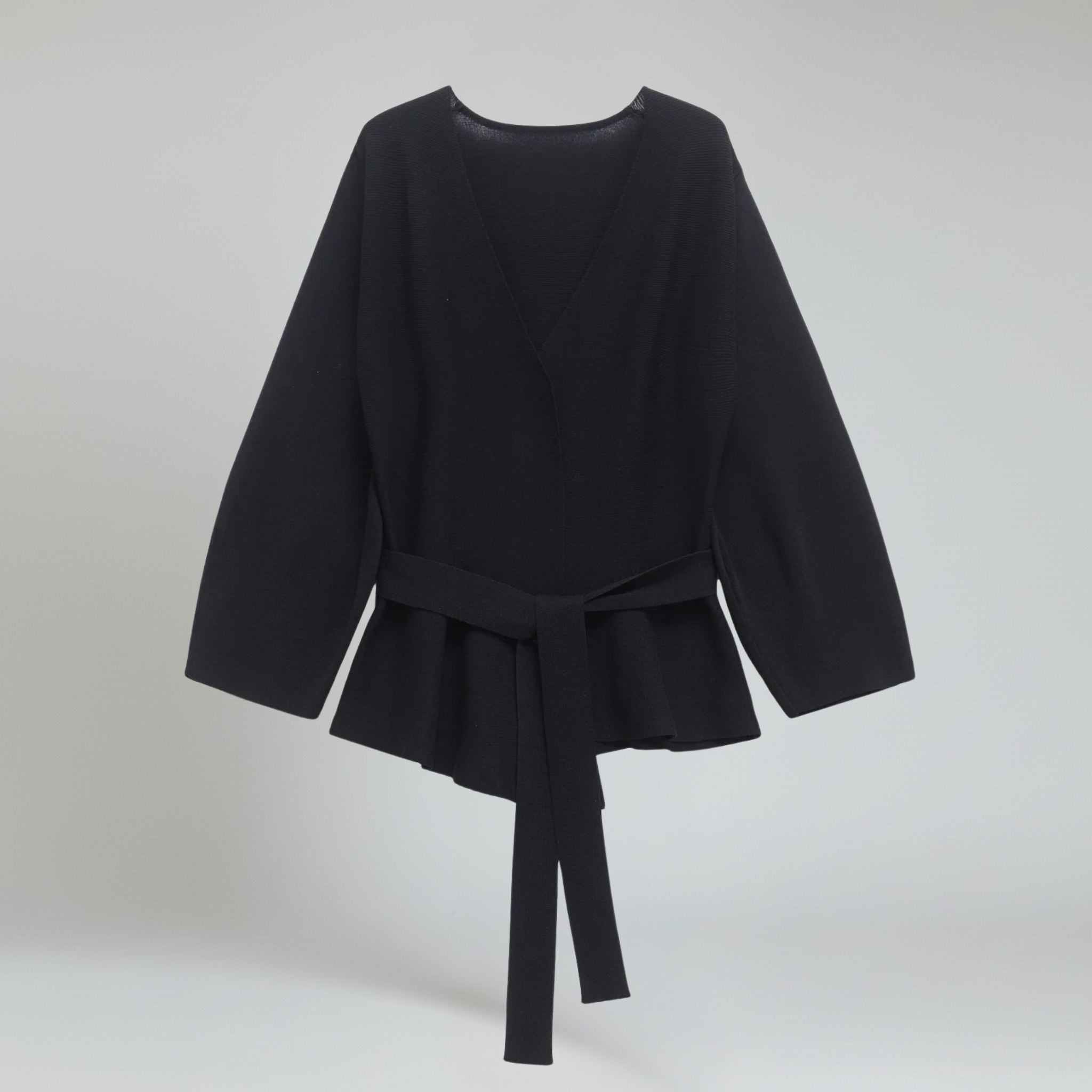 Blazer in Maglia con Cintura e Spalline da Donna con Scollo a V