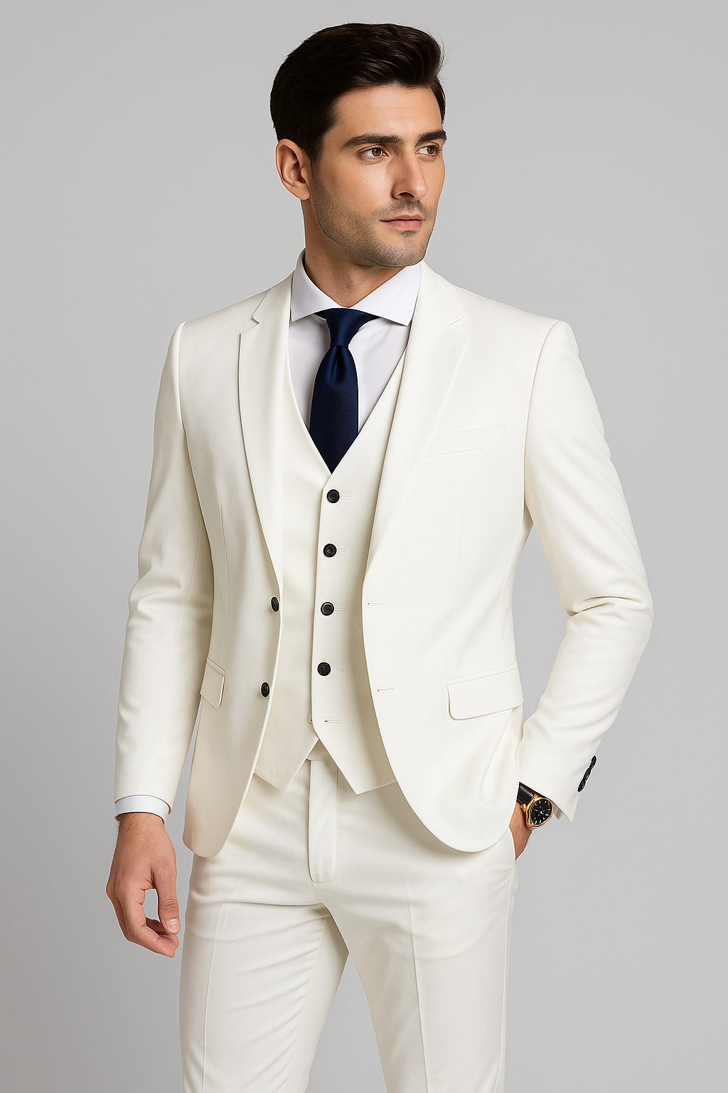 Abito uomo tre pezzi taglio slim formale matrimonio banchetto elegante