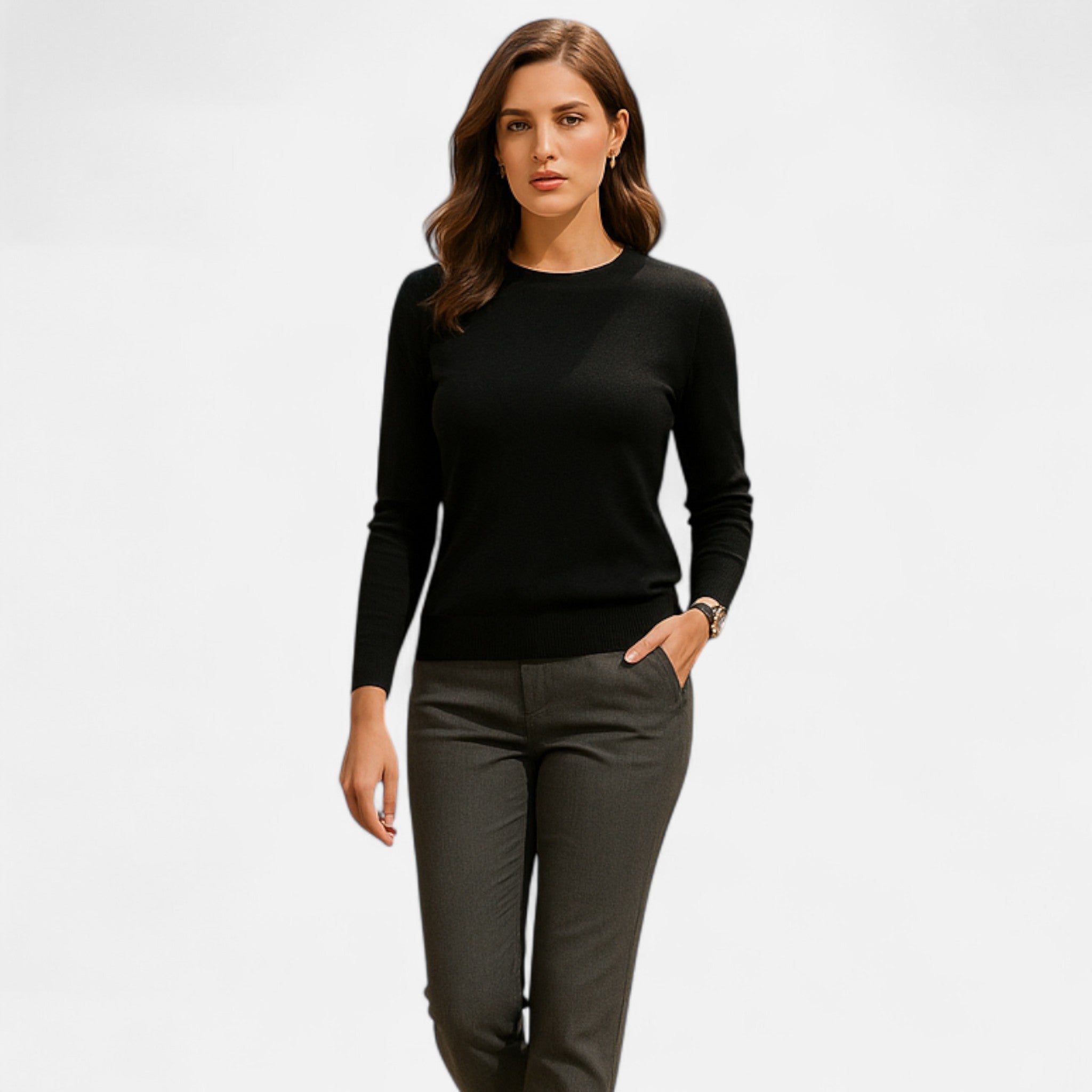 Eliaro Moda | Suéter Mujer Lana Merino Cuello Redondo Slim Fit