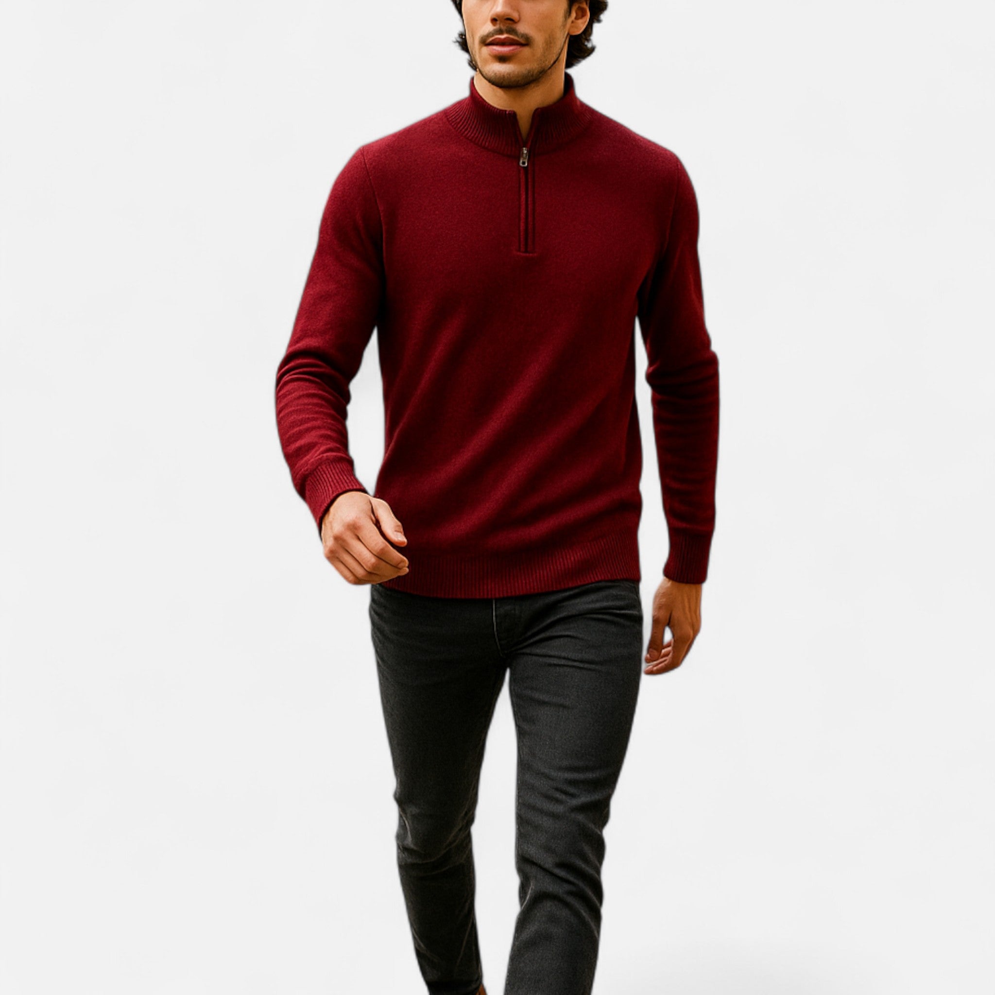 Eliaro Moda | Suéter Hombre Lana Merino Media Cremallera Cuello Semi Alto