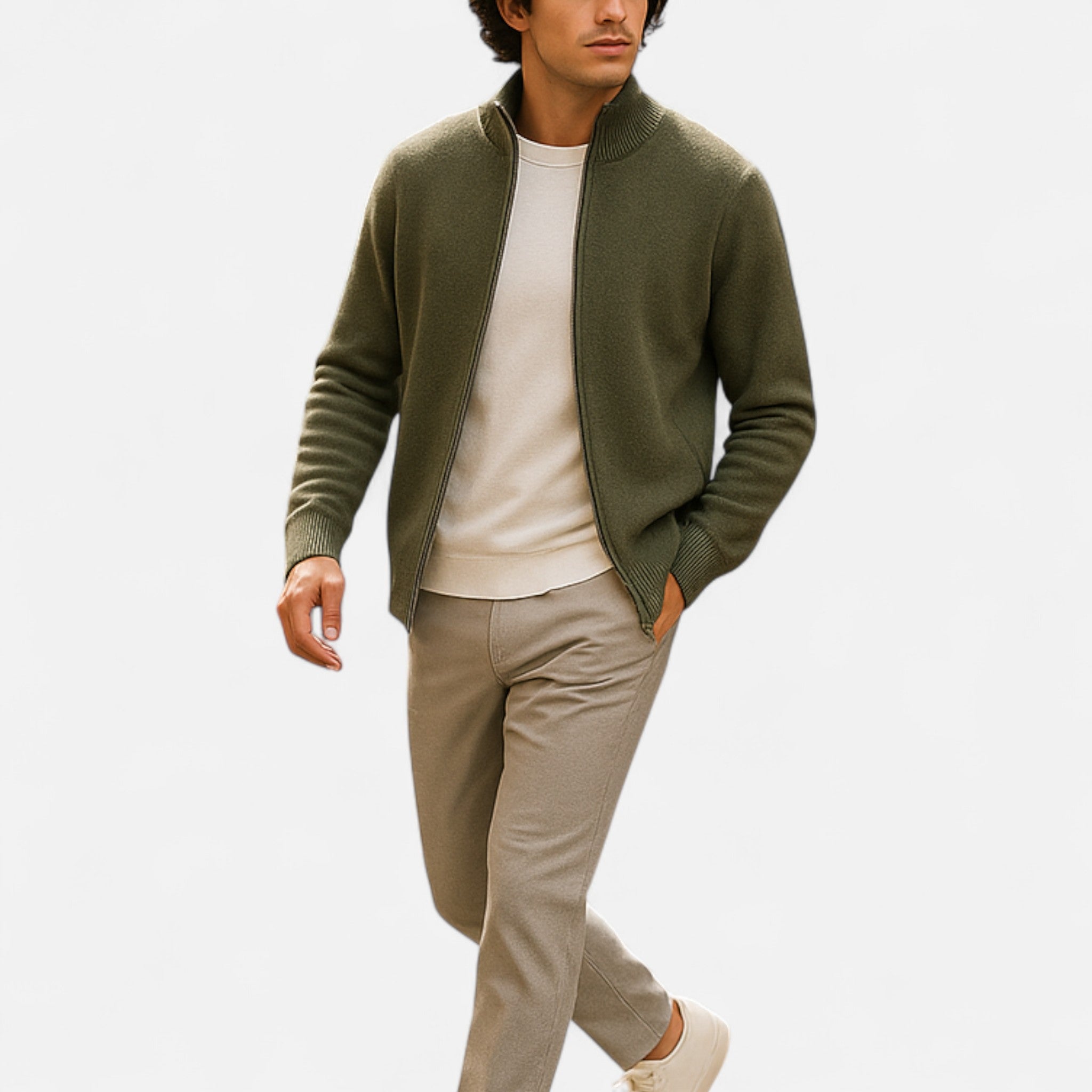 Eliaro Moda | Suéter Hombre Lana Merino Cuello Alto Cremallera