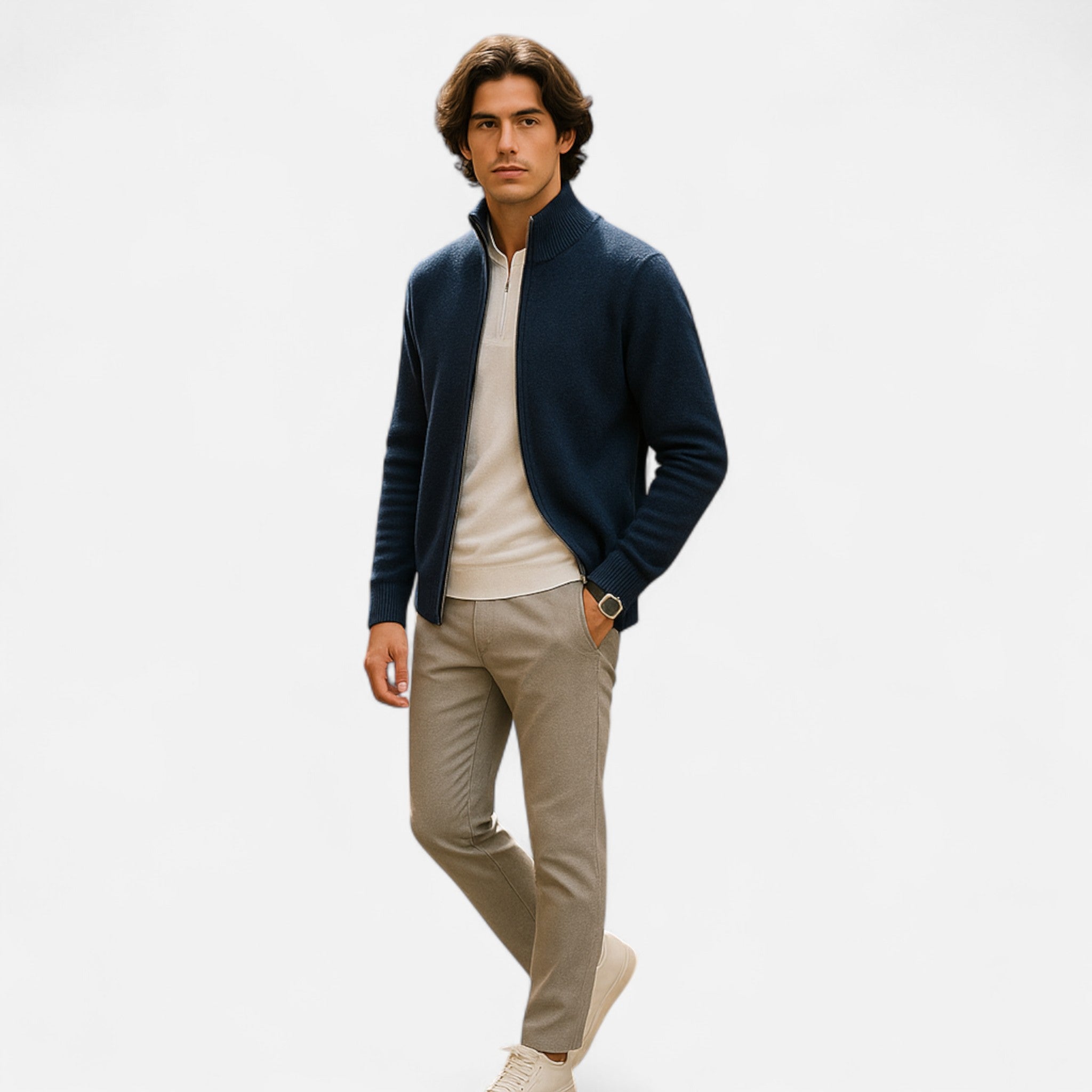 Eliaro Moda | Suéter Hombre Lana Merino Cuello Alto Cremallera
