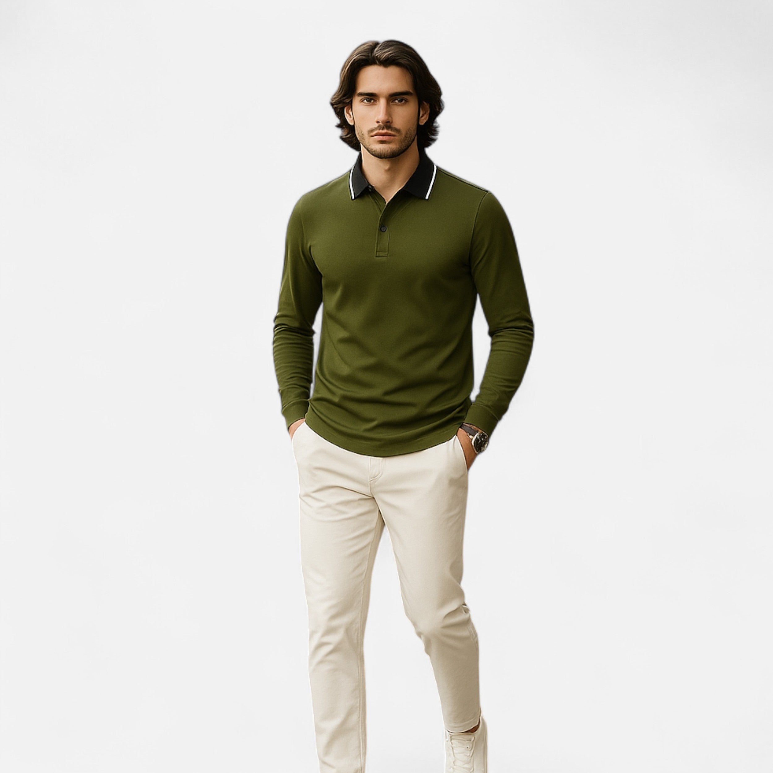 Eliaro Moda | Polo Hombre Manga Larga Estilo Rugby Casual