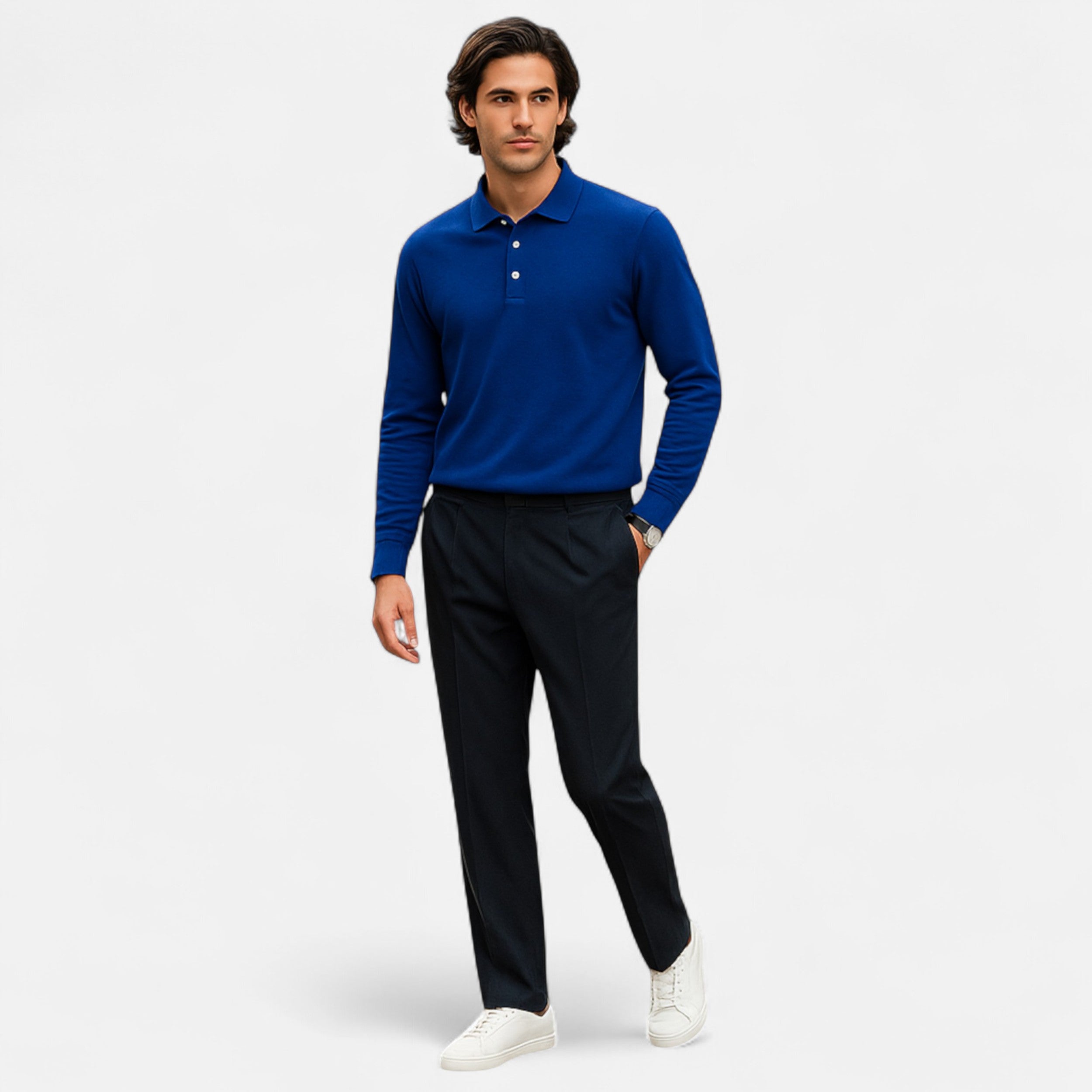 Eliaro Moda | Polo Hombre Manga Larga Algodón Perlado Business